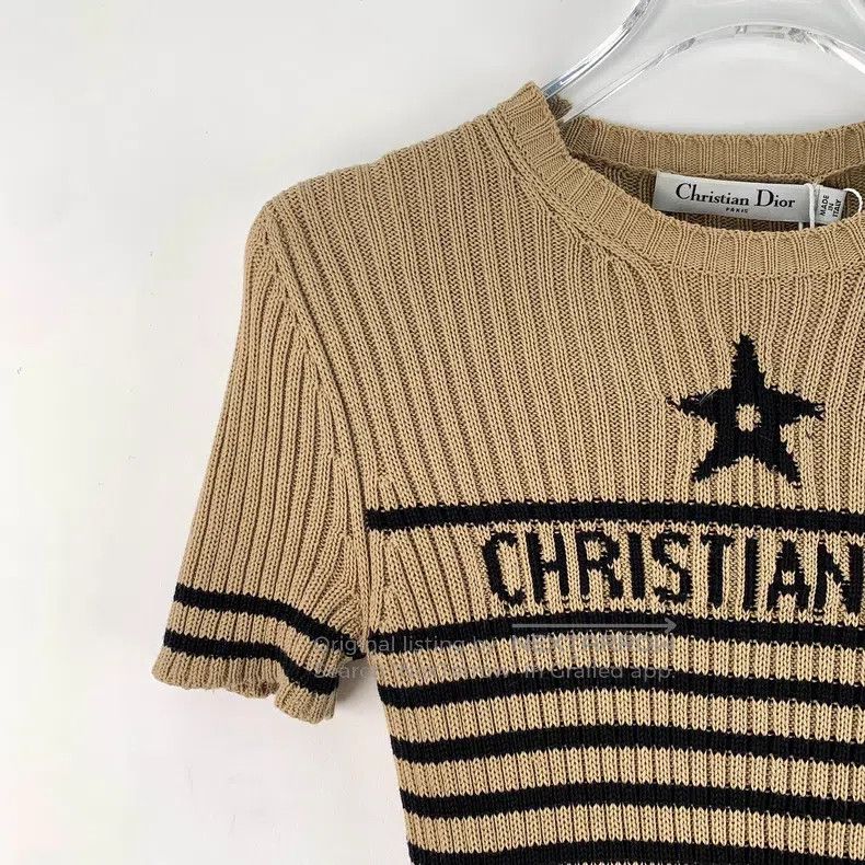 Dior Dior Dark brown logo letter striped cotton round-neck shor Size XXS / US 00 / IT 34 - 3 Thumbnail