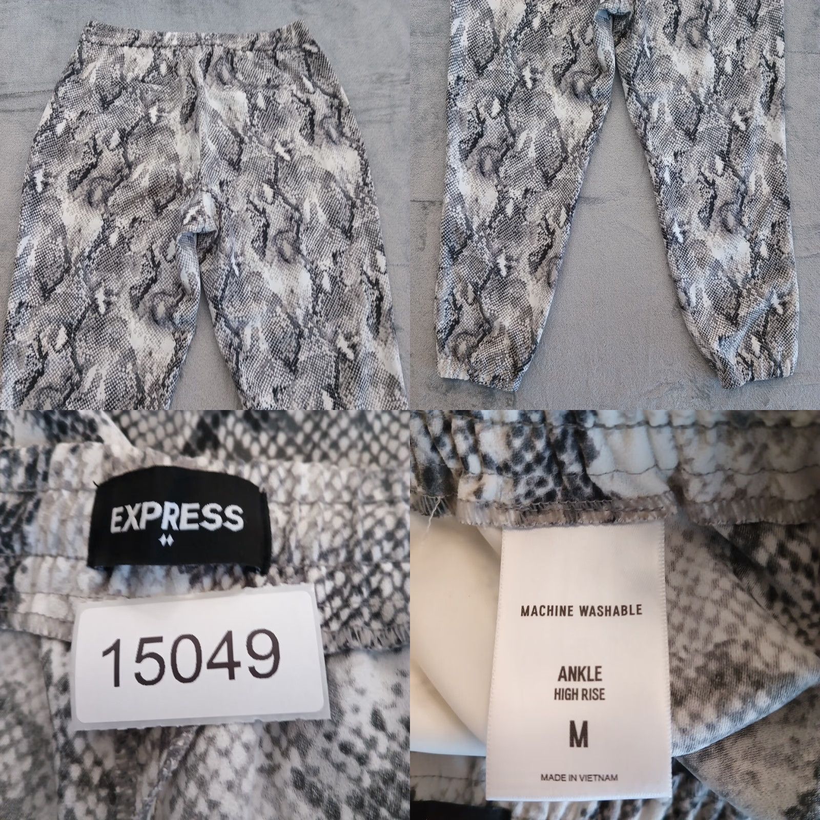 Express Express Jogger Pants Womens Medium Gray Animal Print High Rise Ankle Drawstring Tapered Pockets Jeans Style Pants Size 32" / US 10 / IT 46 - 8 Thumbnail