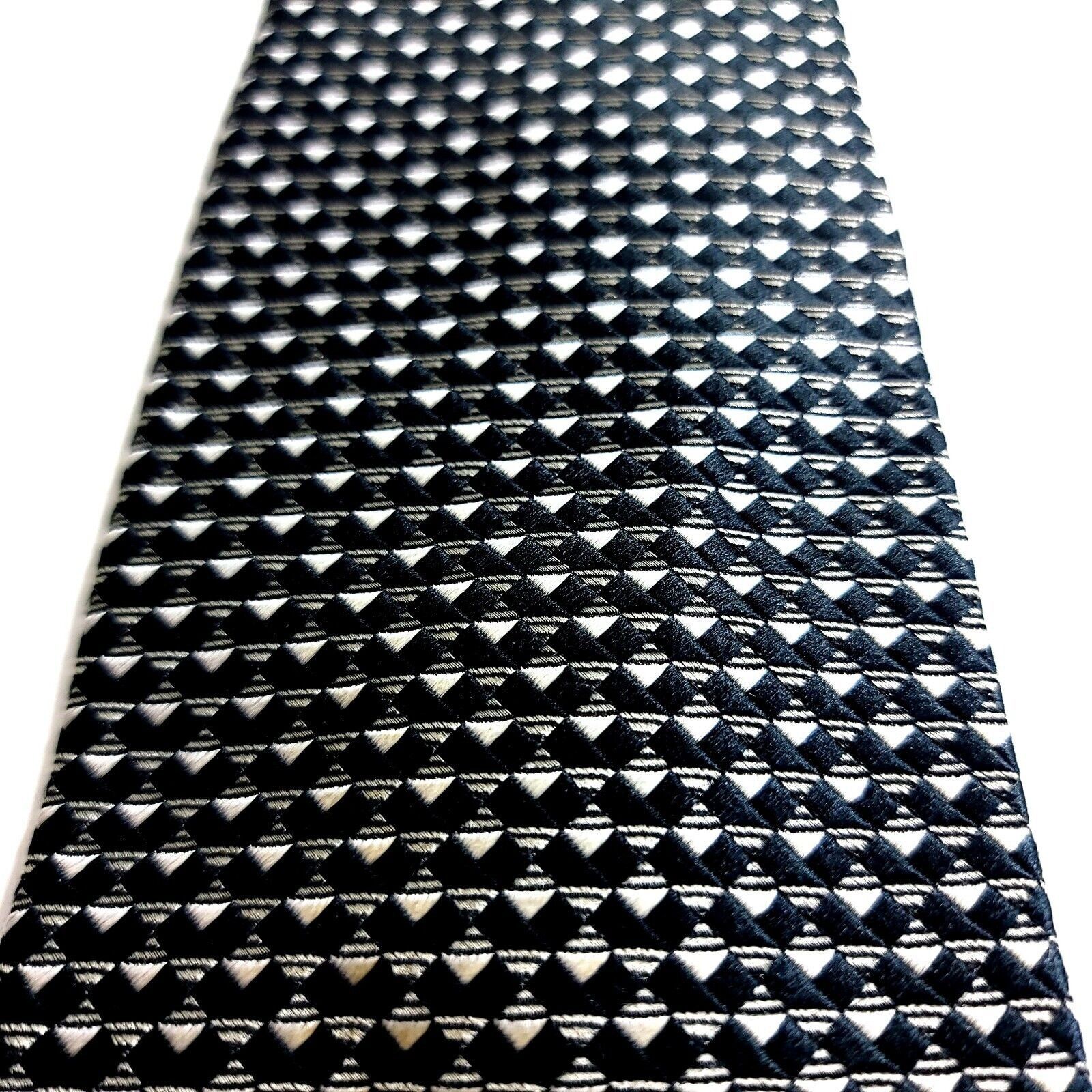 Robert Talbott Robert Talbott Black Gray Geometric Woven Wide Silk Tie Size ONE SIZE - 2 Thumbnail