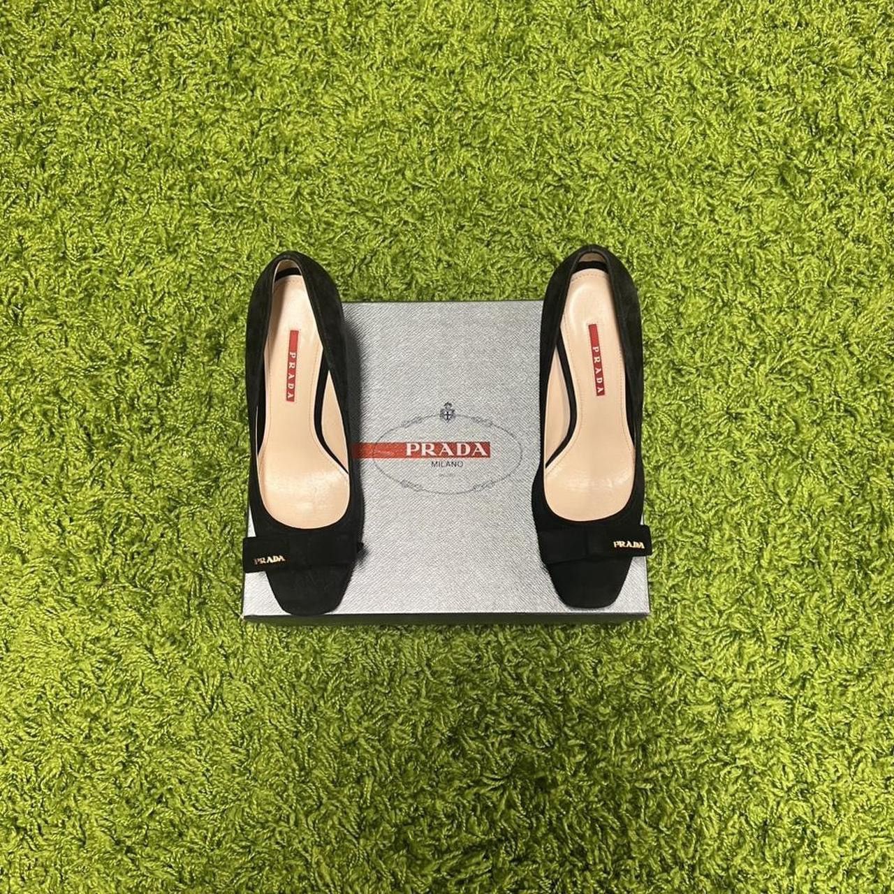 Prada Women's Prada Black Suede Pumps With Bow Detail Size US 9 / IT 39 - 1 Thumbnail