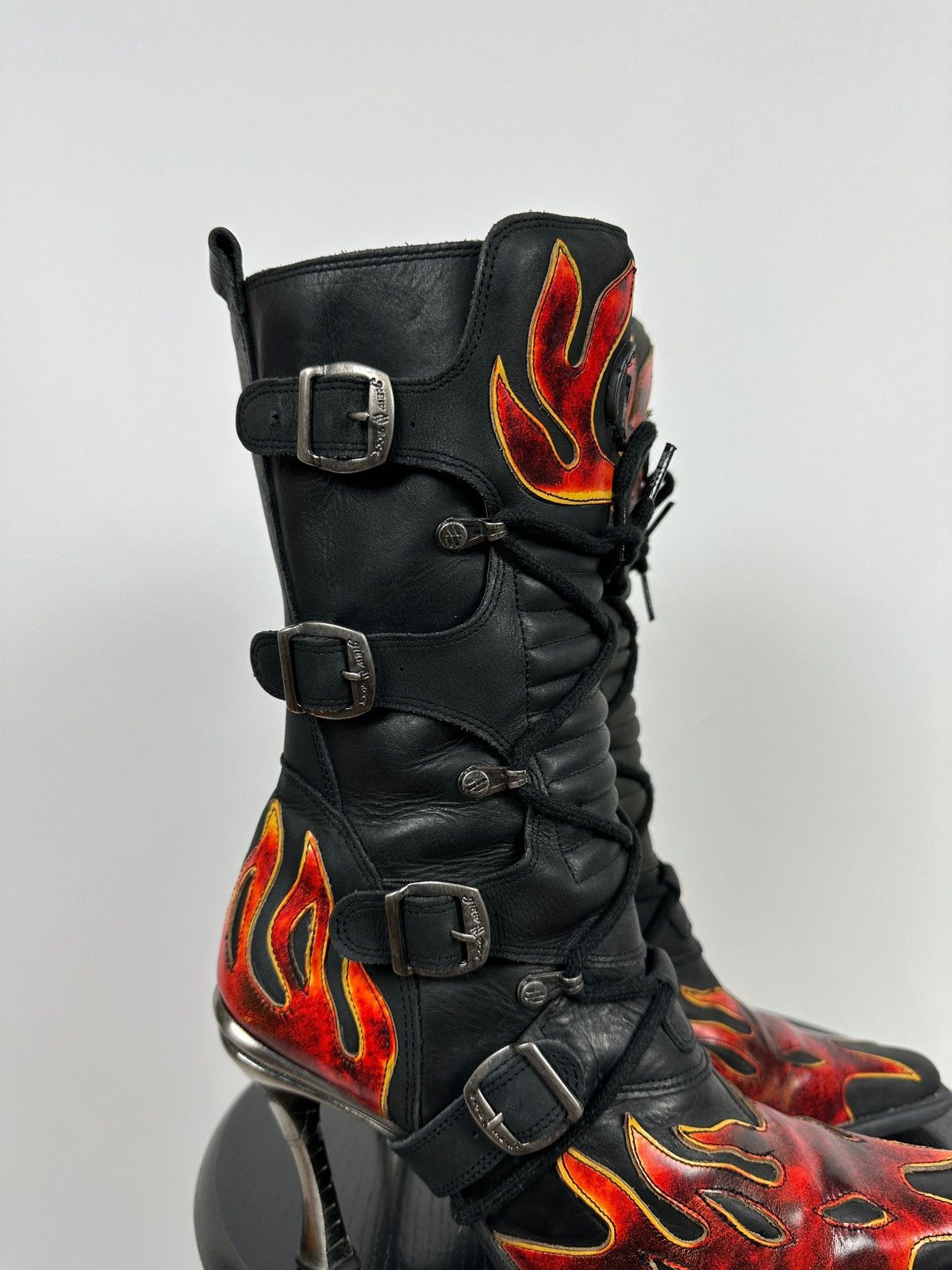 New Rock New Rock Flames Leather Heels Boots Y2K Size US 9 / IT 39 - 11 Thumbnail