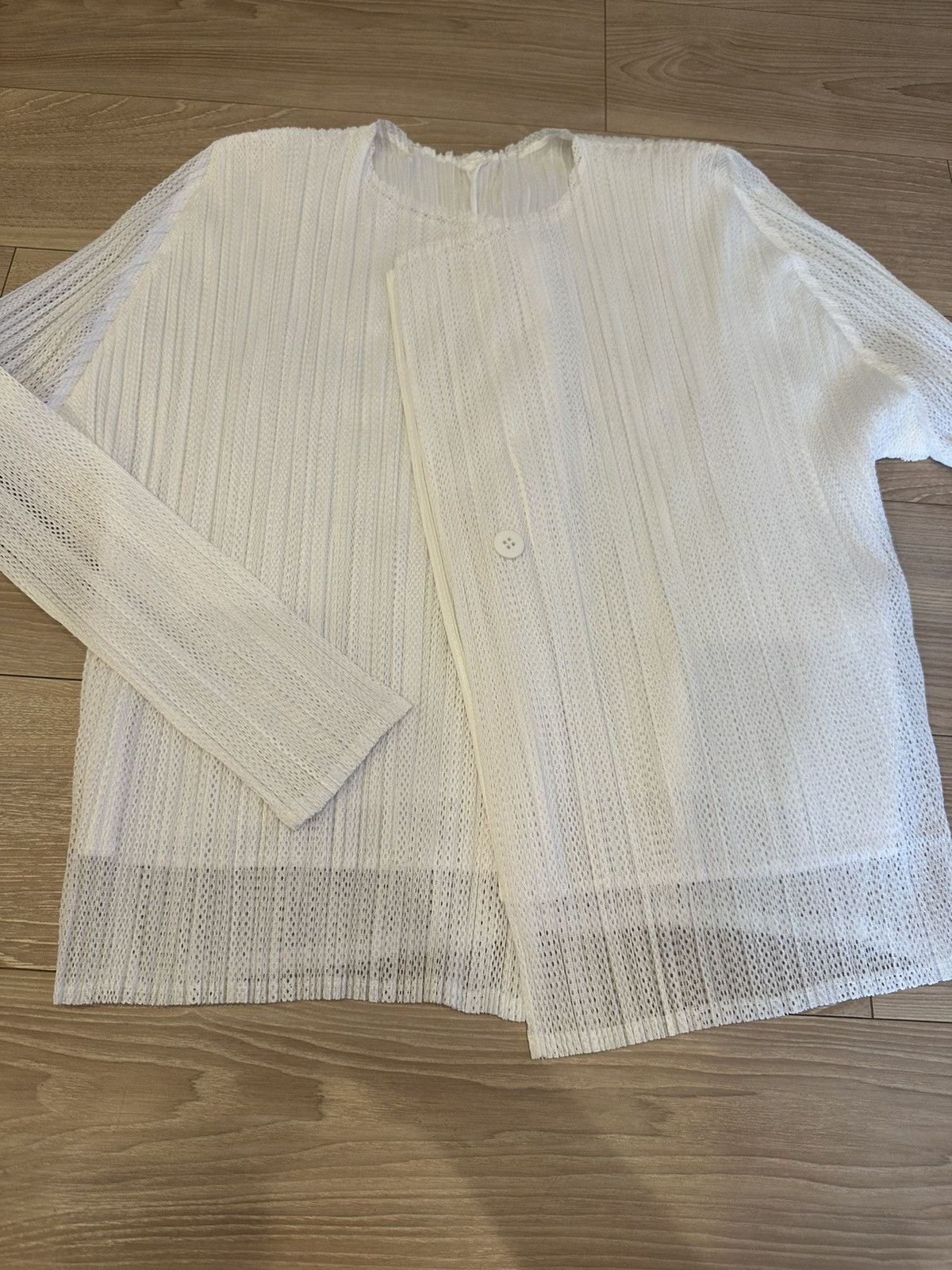 Pleats Please Issey Miyake Size4/PRELUDE Cardigan/WHITE Size L / US 10 / IT 46 - 2 Thumbnail