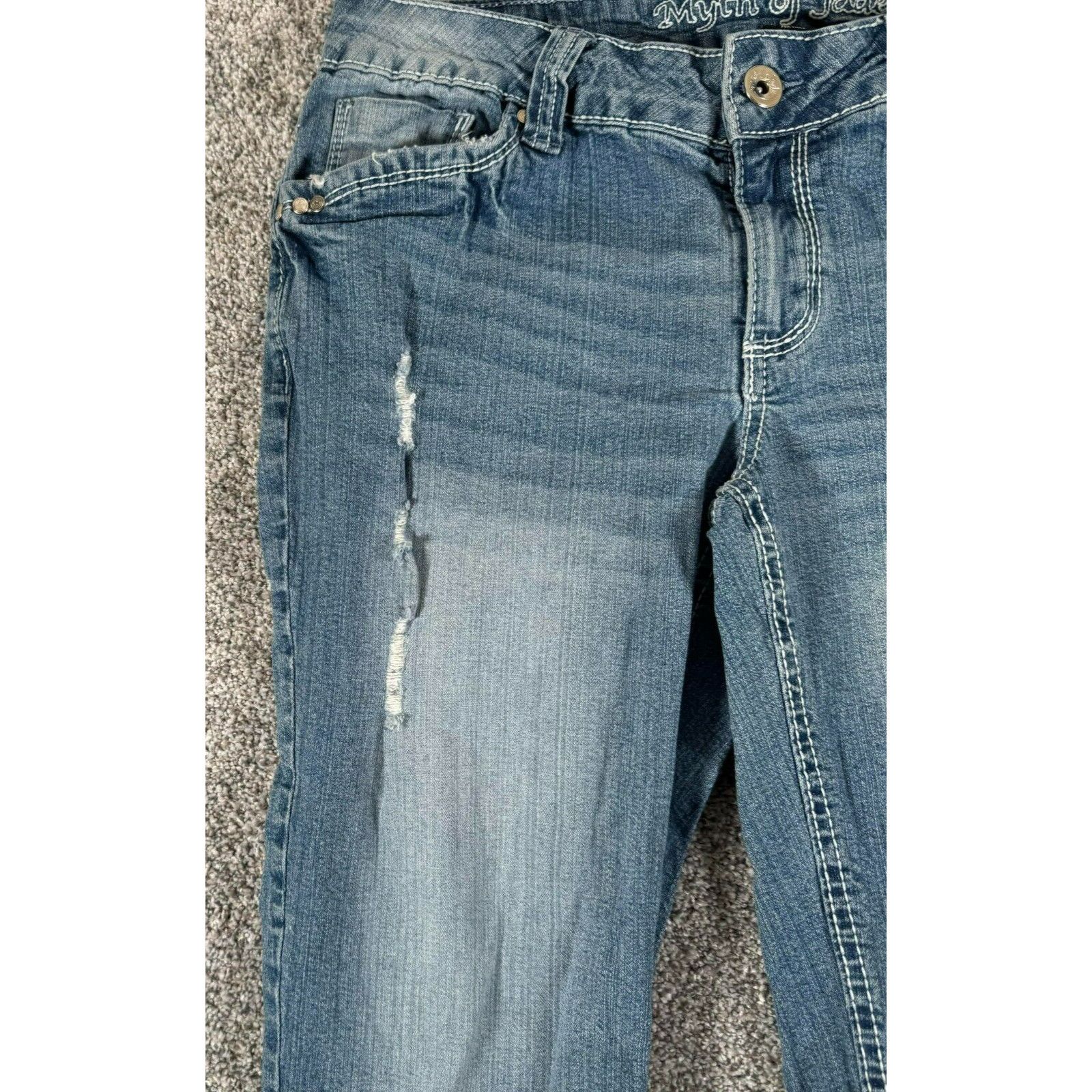 Other Y2K Capri Jeans Womens 8 Cuffed Distressed Grunge Ripped Size 30" / US 8 / IT 44 - 6 Thumbnail