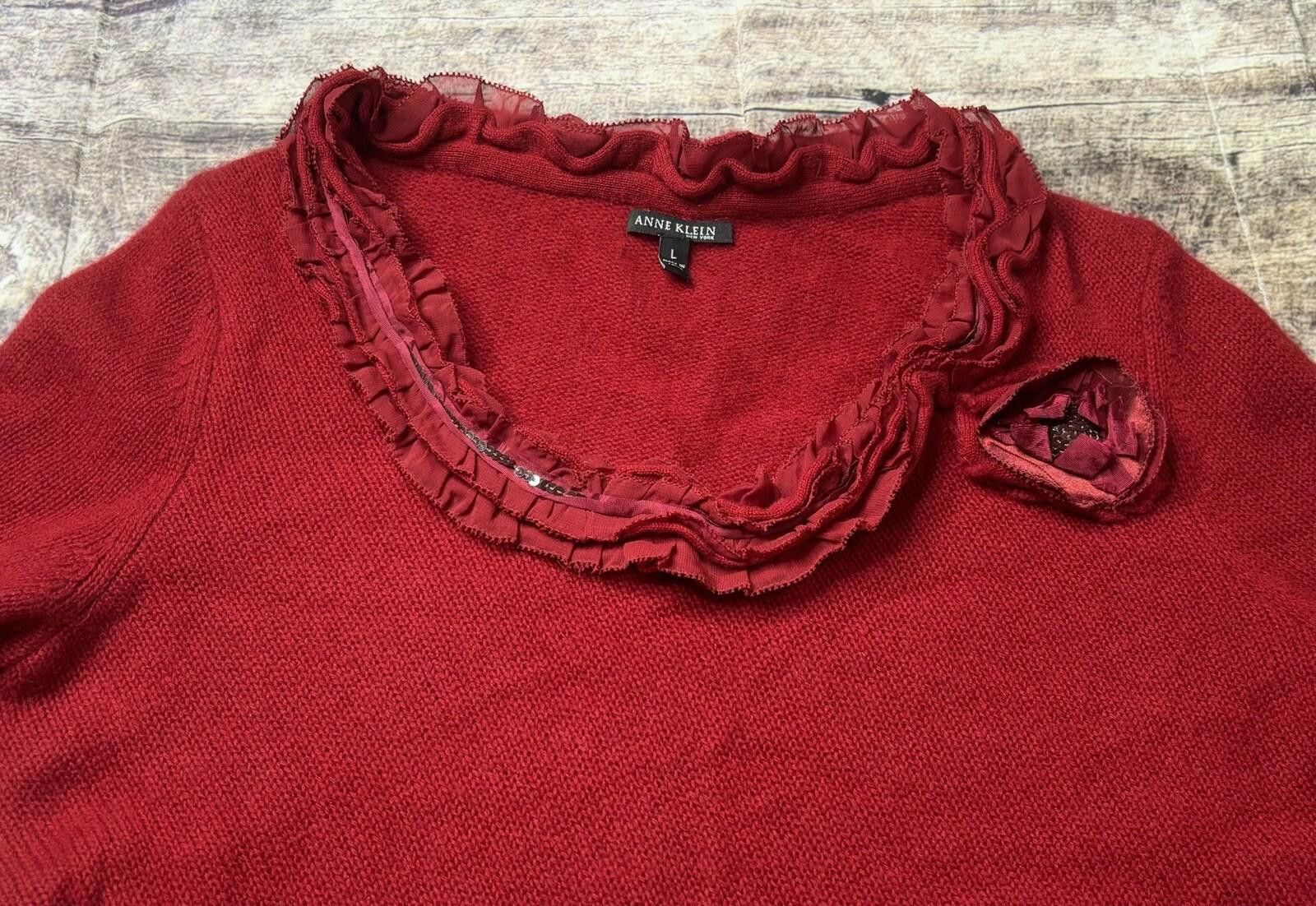 Other Anne Klein Cashmere Sweater Women's Lace Sequin Rose Details Size M / US 6-8 / IT 42-44 - 4 Thumbnail