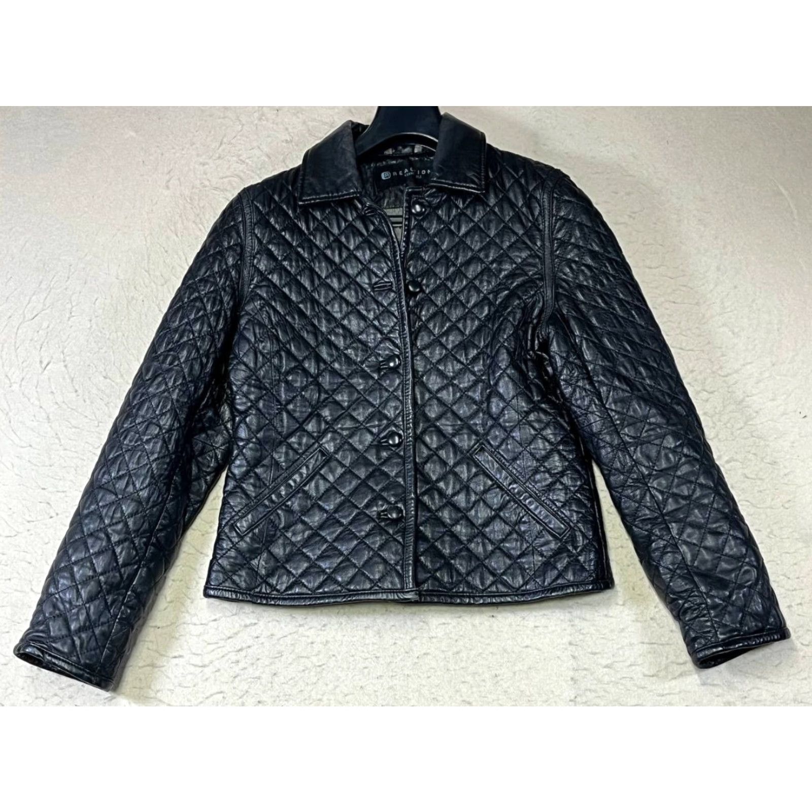 Vintage Kenneth Cole Reaction Jacket Womens Leather Quilted Black M Size Womens Regular Leather Basic Jacket Dresses? Size M / US 6-8 / IT 42-44 - 2 Thumbnail
