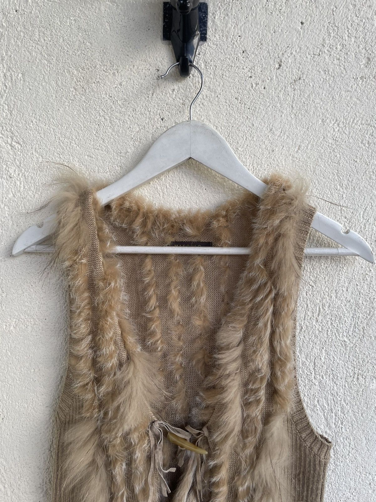 Tornado Mart 00s Fur Trim Kait Long Vest Cardigan Beige Boho Y2K 14th Goa Size 36R - 6 Thumbnail