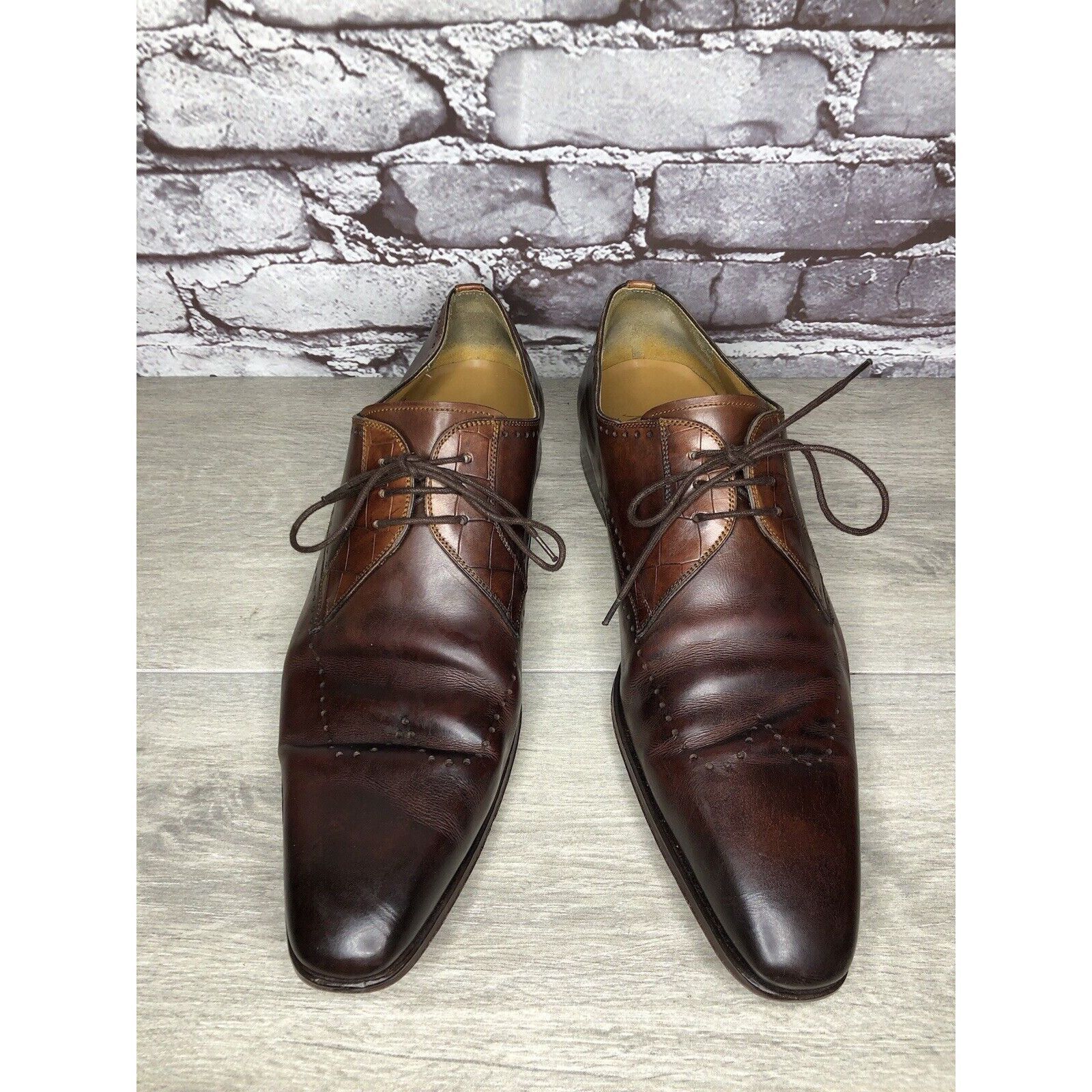 Magnanni Magnanni Neiman Marcus Burnished Brown Leather Wingtip Dress Size US 10 / EU 43 - 13 Thumbnail