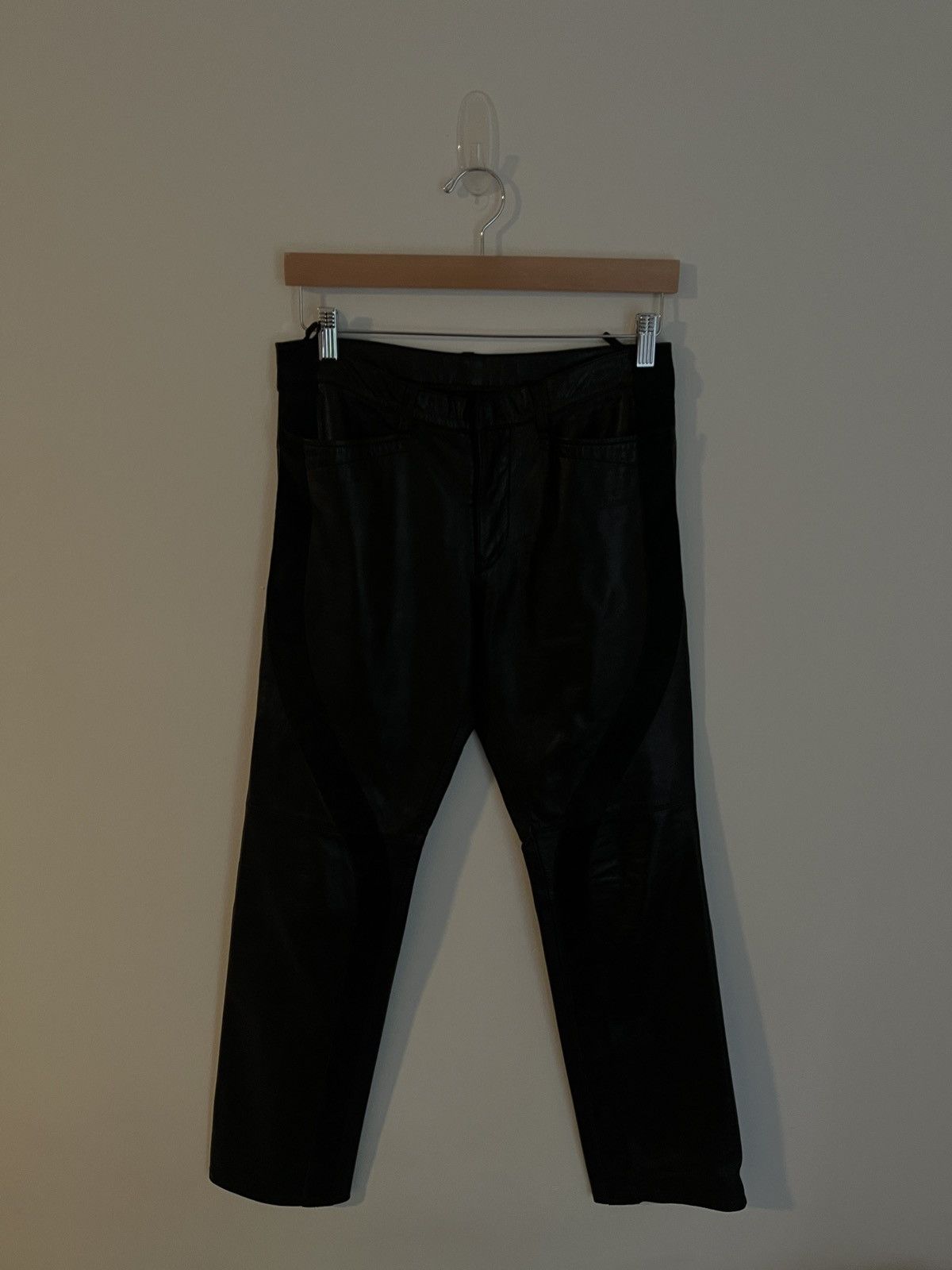 Jean Paul Gaultier Jean Paul Gaultier Leather Pants w/ Suede Stripe AW2002 Size US 30 / EU 46 - 3 Thumbnail