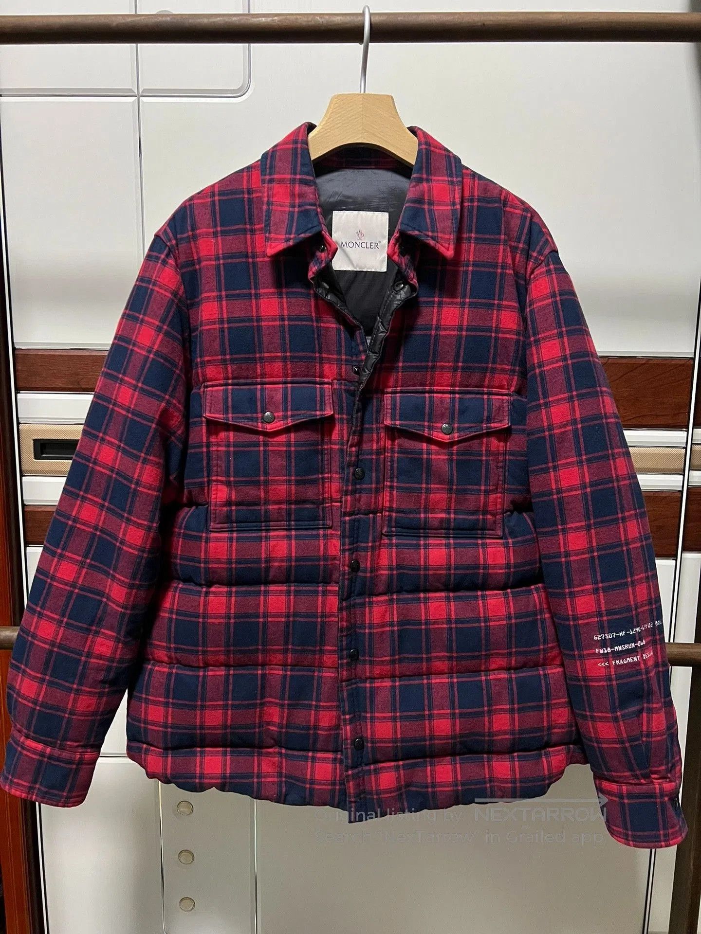 Fragment Design FRAGMENT x MONCLER Red Plaid Down Shirt. Size US L / EU 52-54 / 3 - 2 Thumbnail