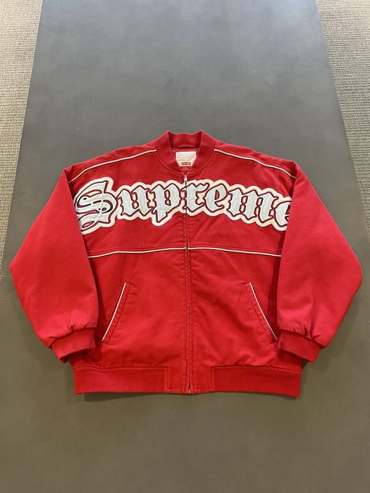 supreme twill old english varsity jacket