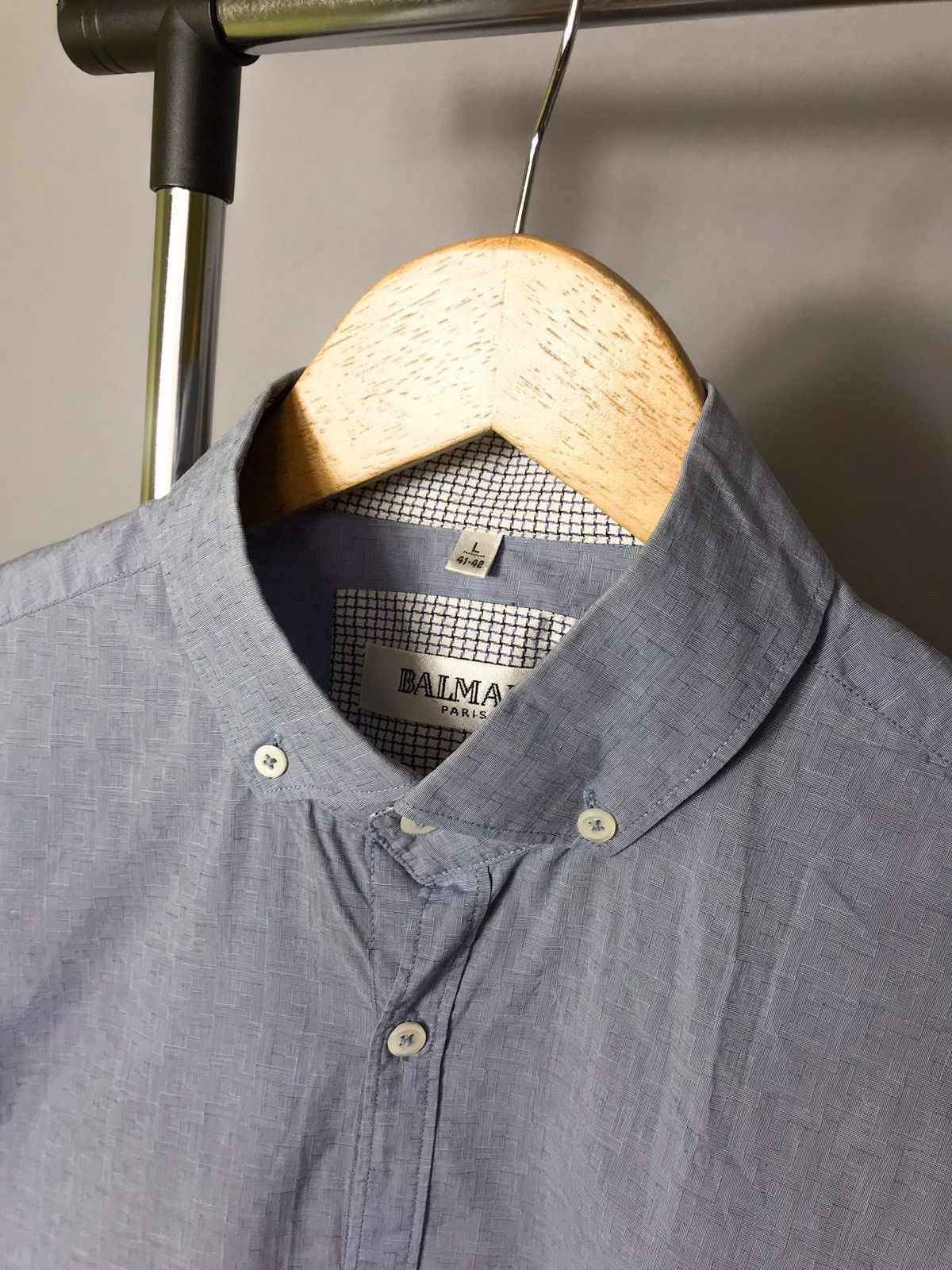 Balmain Balmain Paris mens shirt button down dress long sleeve blue Size US L / EU 52-54 / 3 - 2 Thumbnail