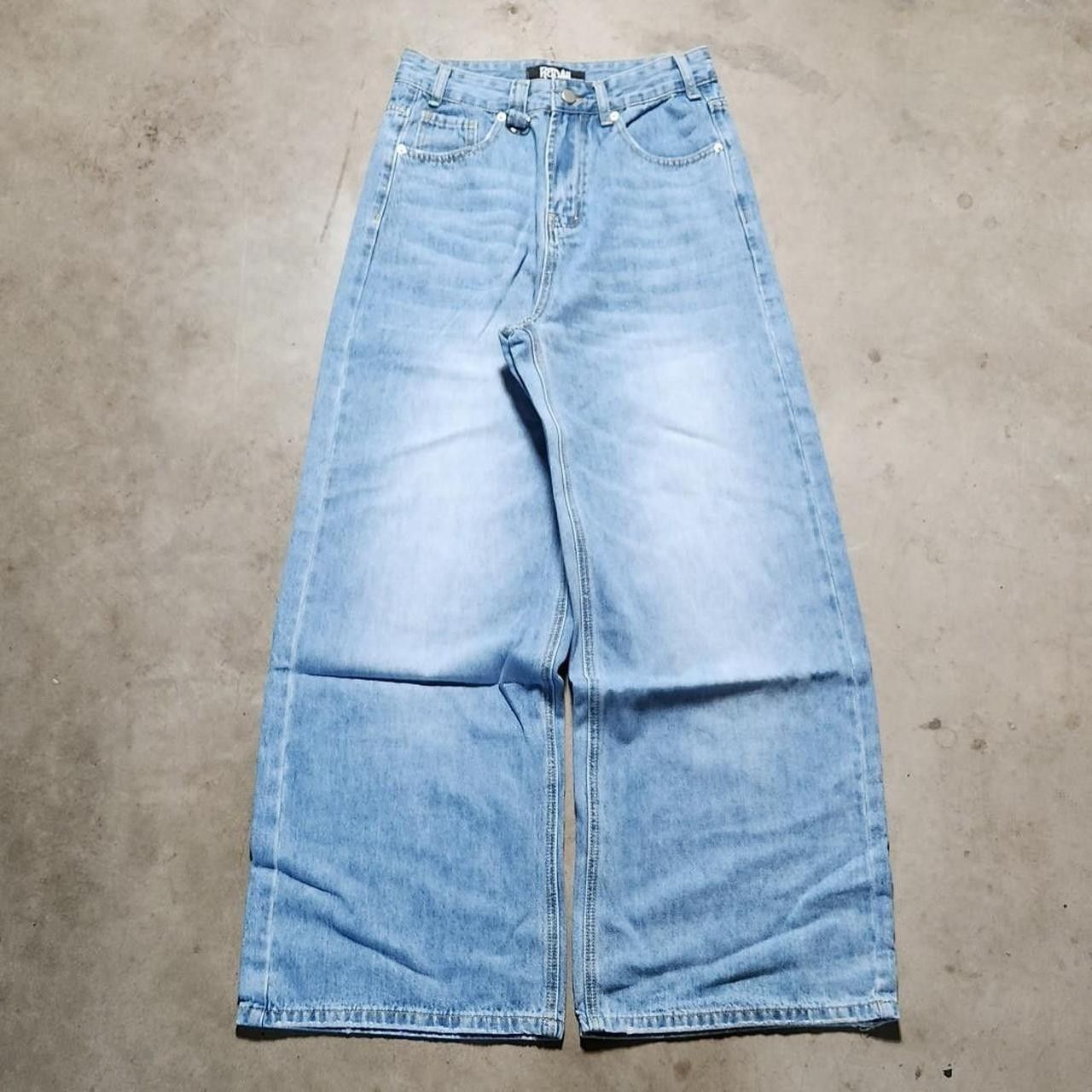 Japanese Brand Baggy light wash jeans wide leg loose fit denim Size US 28 / EU 44 - 3 Thumbnail