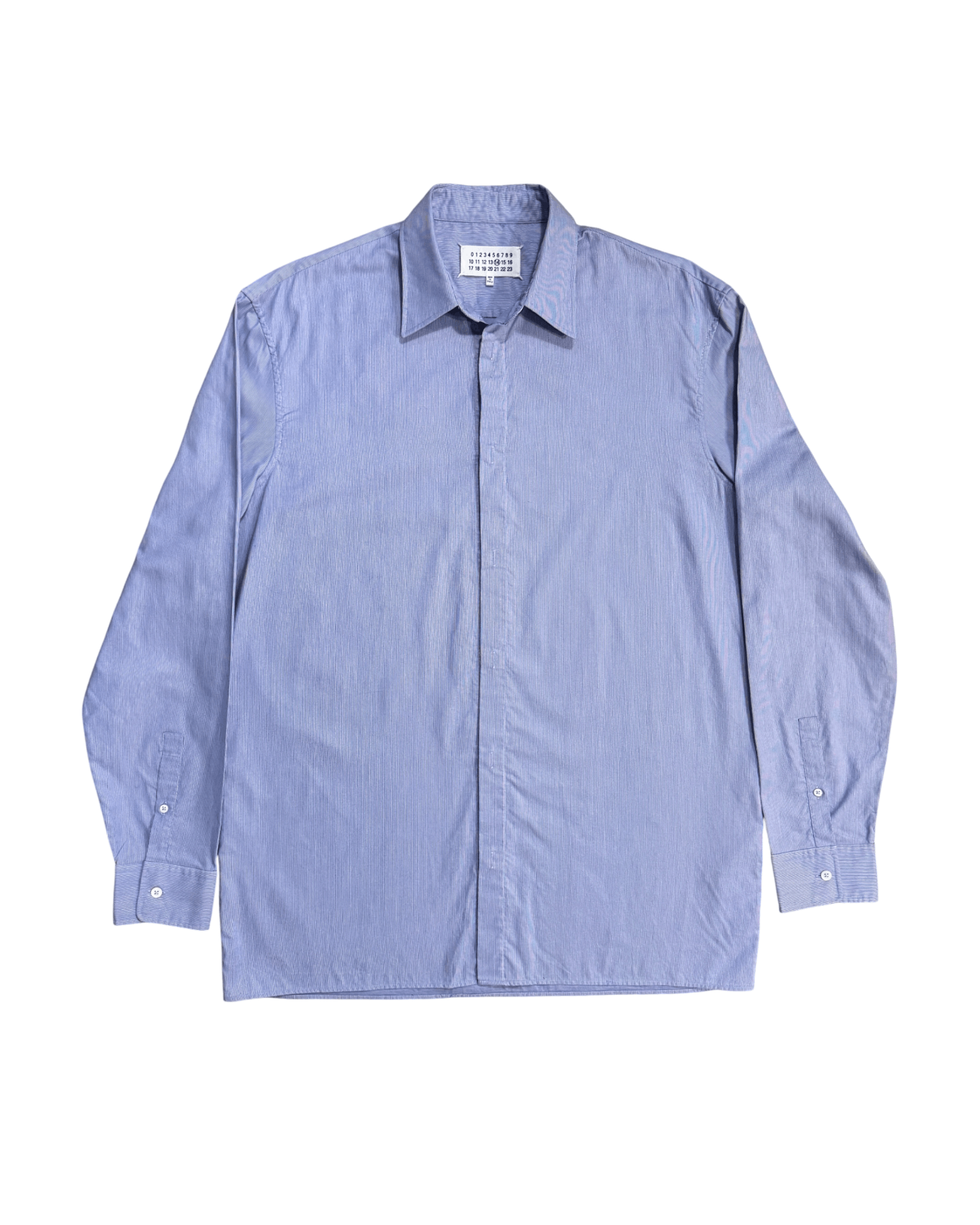 Maison Margiela White & Blue Micro Stripe Shirt Size US L / EU 52-54 / 3 - 1 Thumbnail