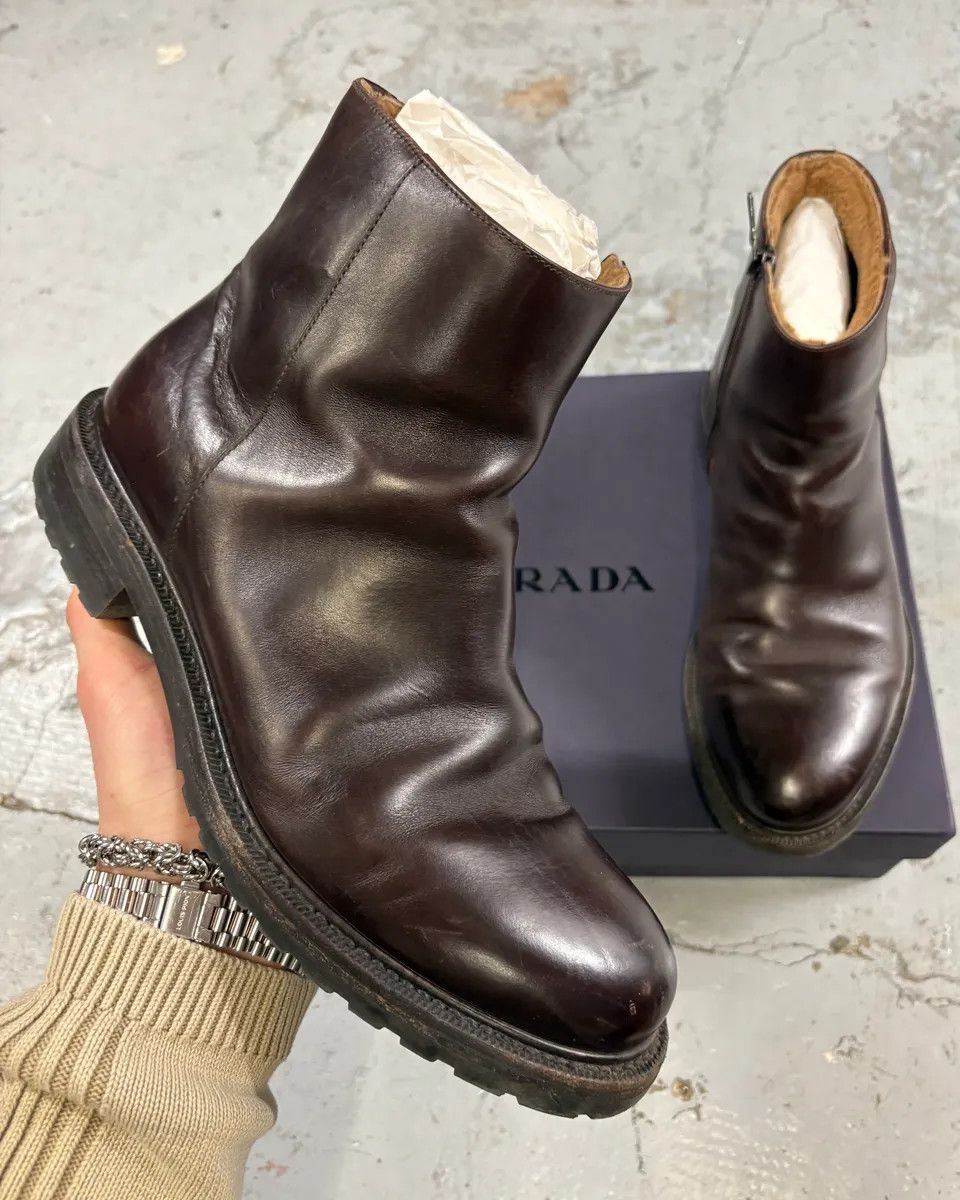 Prada Prada Brown Classy Leather Chelsea Boots Size US 8 / EU 41 - 1 Thumbnail