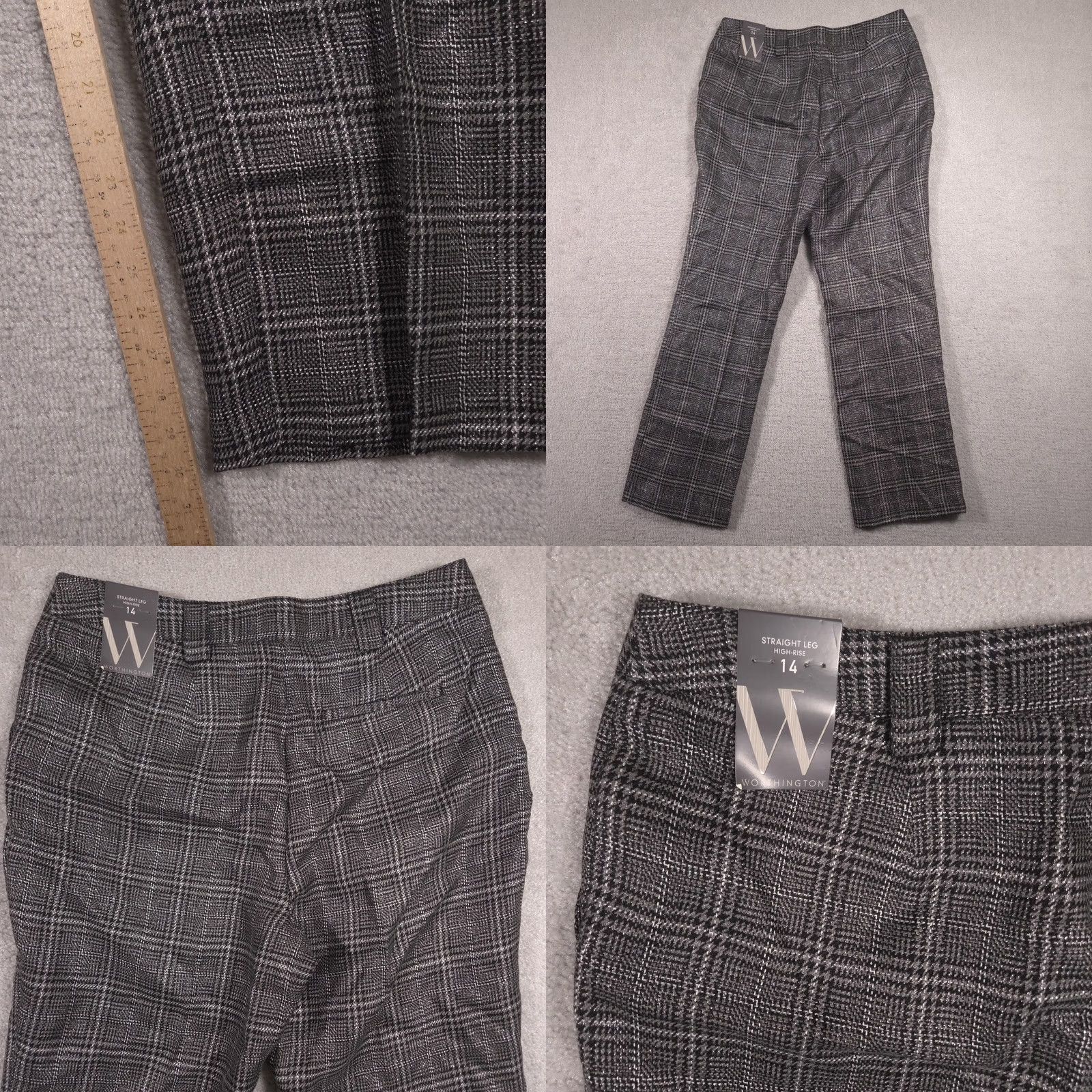 Worthington Worthington Pants Womens 14 Gray Metallic Plaid Straight Leg Dress Career Work Pants Size 36" / US 14 / IT 50 - 9 Thumbnail