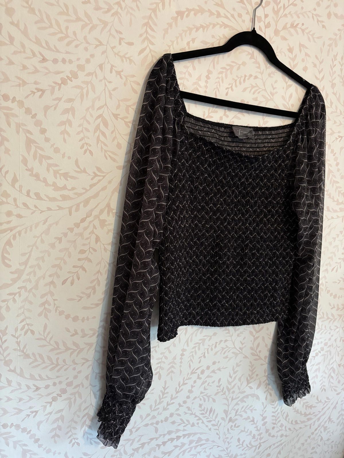 Designer Sheer Sleeve Patterned Blouse by Anthropologie Size L / US 10 / IT 46 - 5 Thumbnail