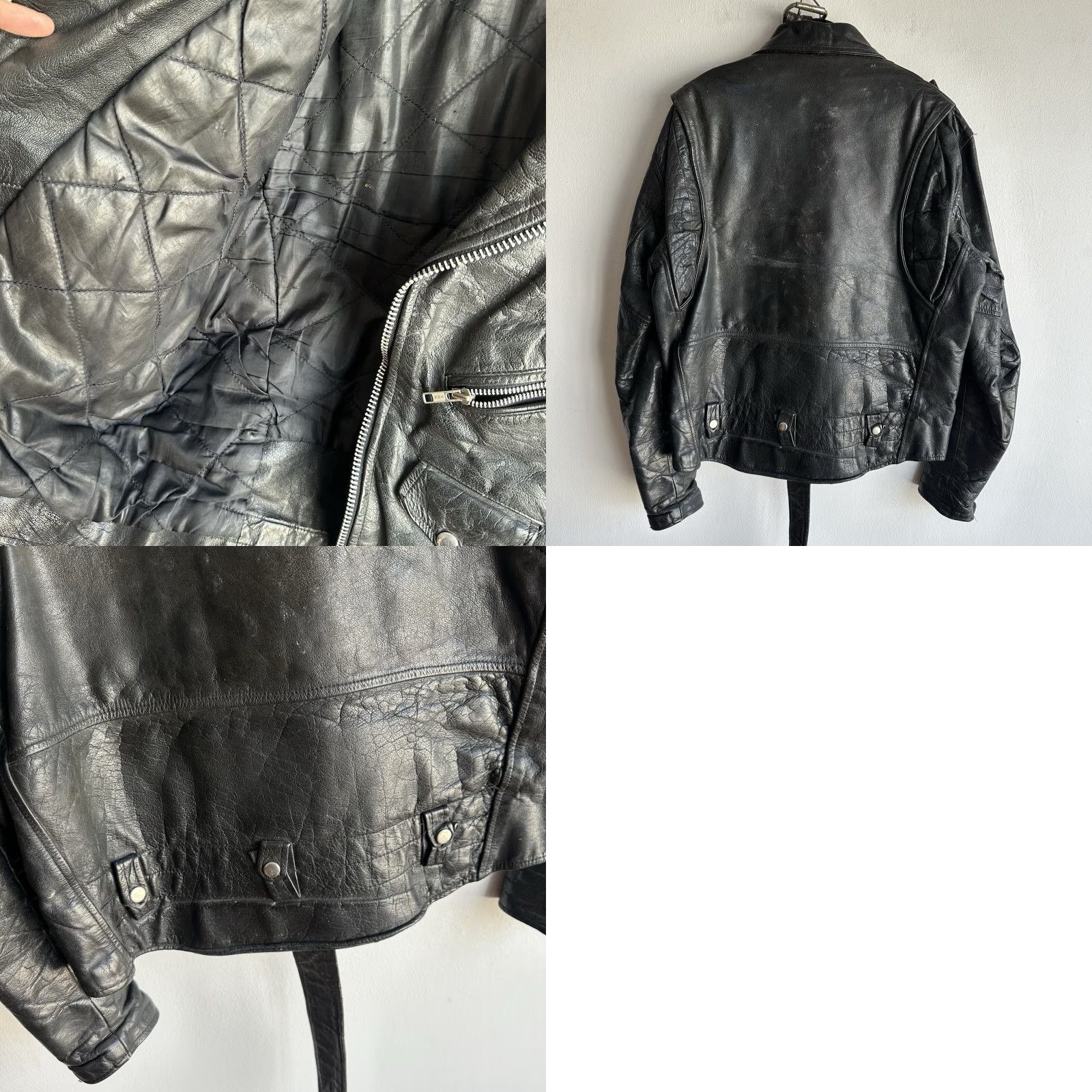 Vintage VINTAGE Motorcycle Leather Jacket XL Leather Belt 1960s X-Large Mens Womens? Size US XL / EU 56 / 4 - 8 Thumbnail