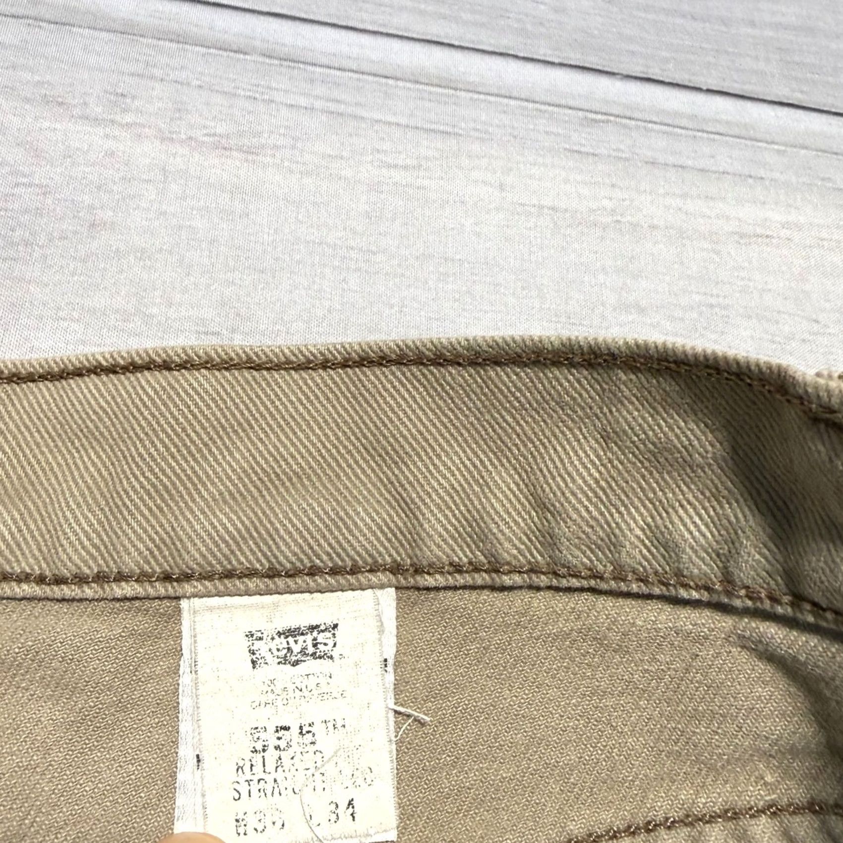 Levi's Levi's 555 Relaxed Fit Straight Leg Jeans Mens 36x34 Khaki Tan Vintage USA Made Size US 36 / EU 52 - 7 Thumbnail