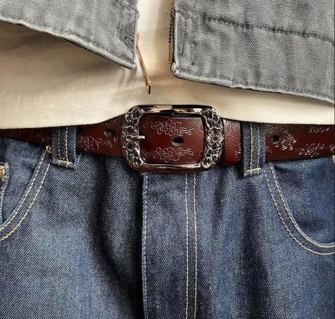 Cowboy Equipment × Vintage vintage style brown american western floral design belt Size ONE SIZE - 4 Thumbnail