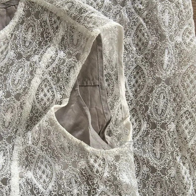 Yohji Yamamoto Y's Yohji Yamamoto Pearl White Lace Dress Size US 27 - 3 Thumbnail