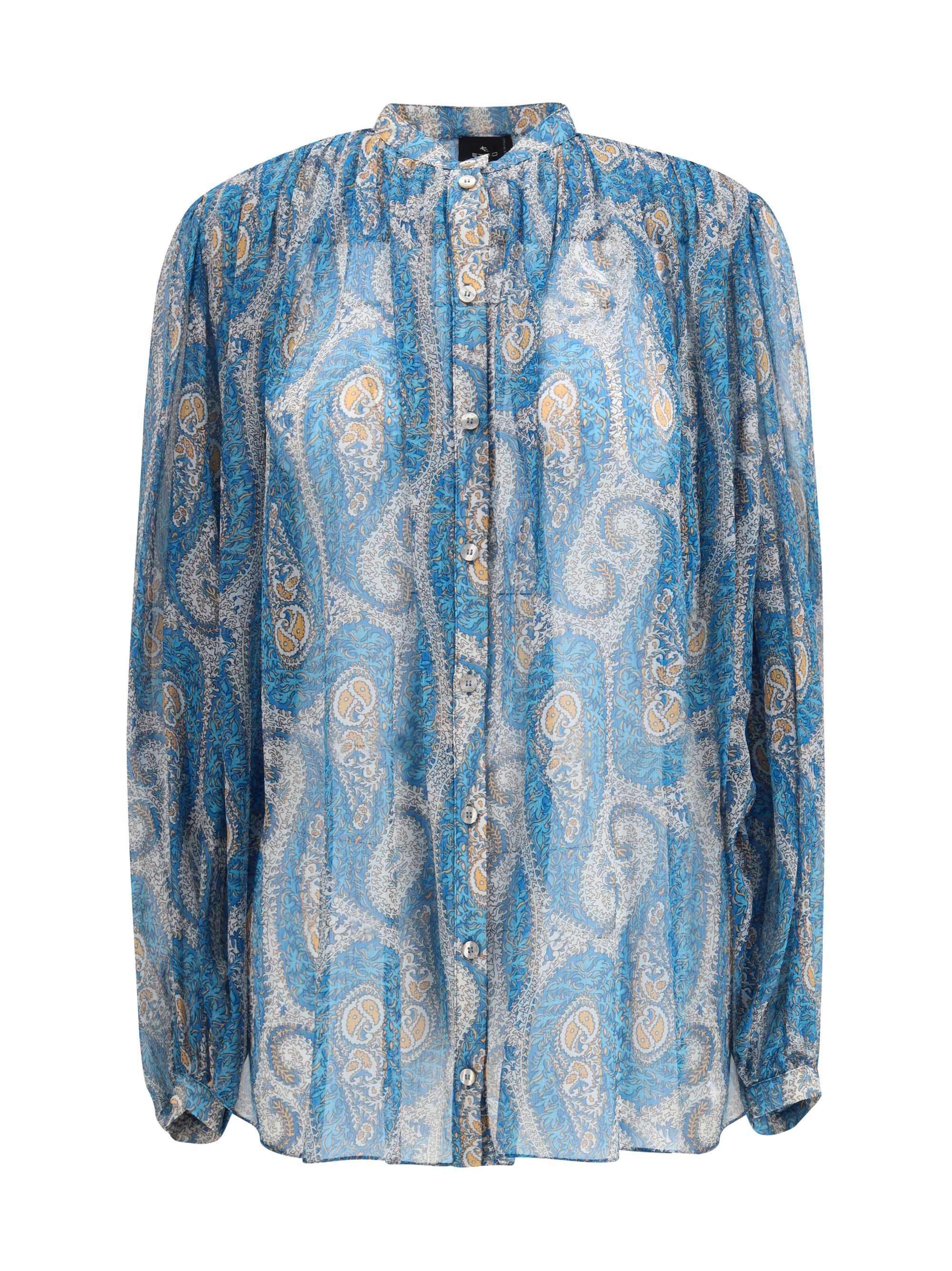 Etro Pleated Shirt with band collar Size M / US 6-8 / IT 42-44 - 1 Thumbnail