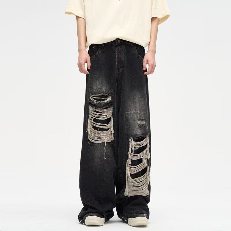 Japanese Brand × Jean Ripped Patch Patch Street Loose Jeans Size US 32 / EU 48 - 3 Thumbnail
