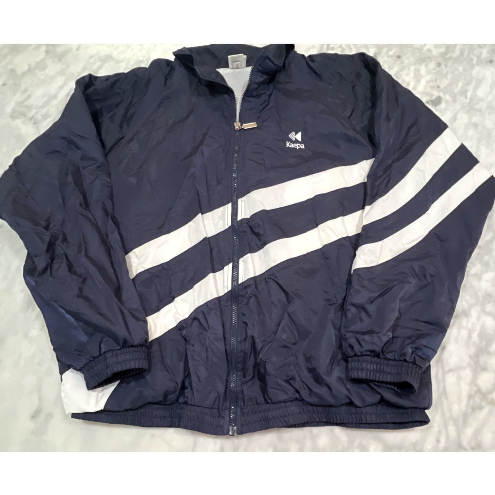 Vintage VINTAGE Kaepa Windbreaker Jacket Men 2XL Navy Blue White Windbreaker Short Zip Full Zip Pockets 90s Style Size US XXL / EU 58 / 5 - 2 Thumbnail