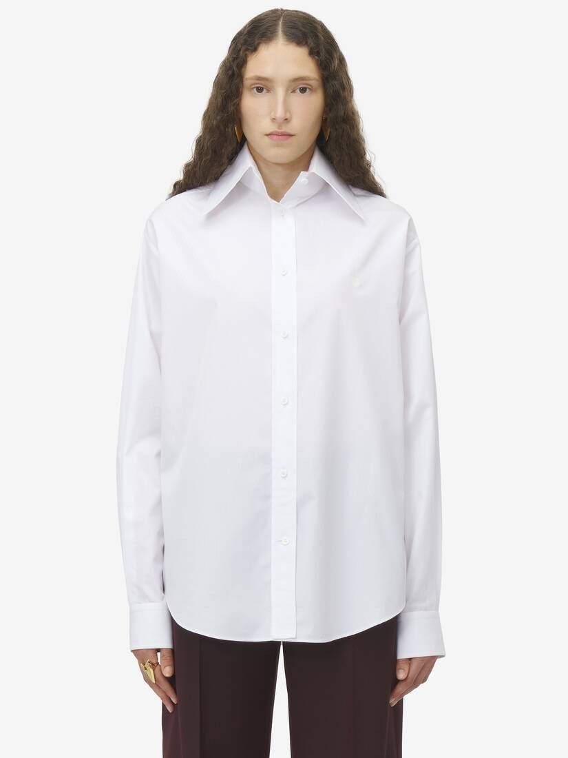 Alexander McQueen o1srvl11e0226 Embroidered Skull Shirt In White Size XL / US 12-14 / IT 48-50 - 2 Thumbnail