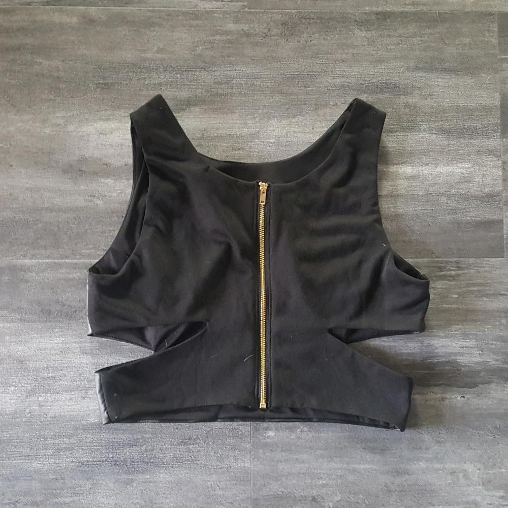 Bonobos Black Leather Bongo Side Slit Cropped Tank Size L / US 10 / IT 46 - 2 Thumbnail