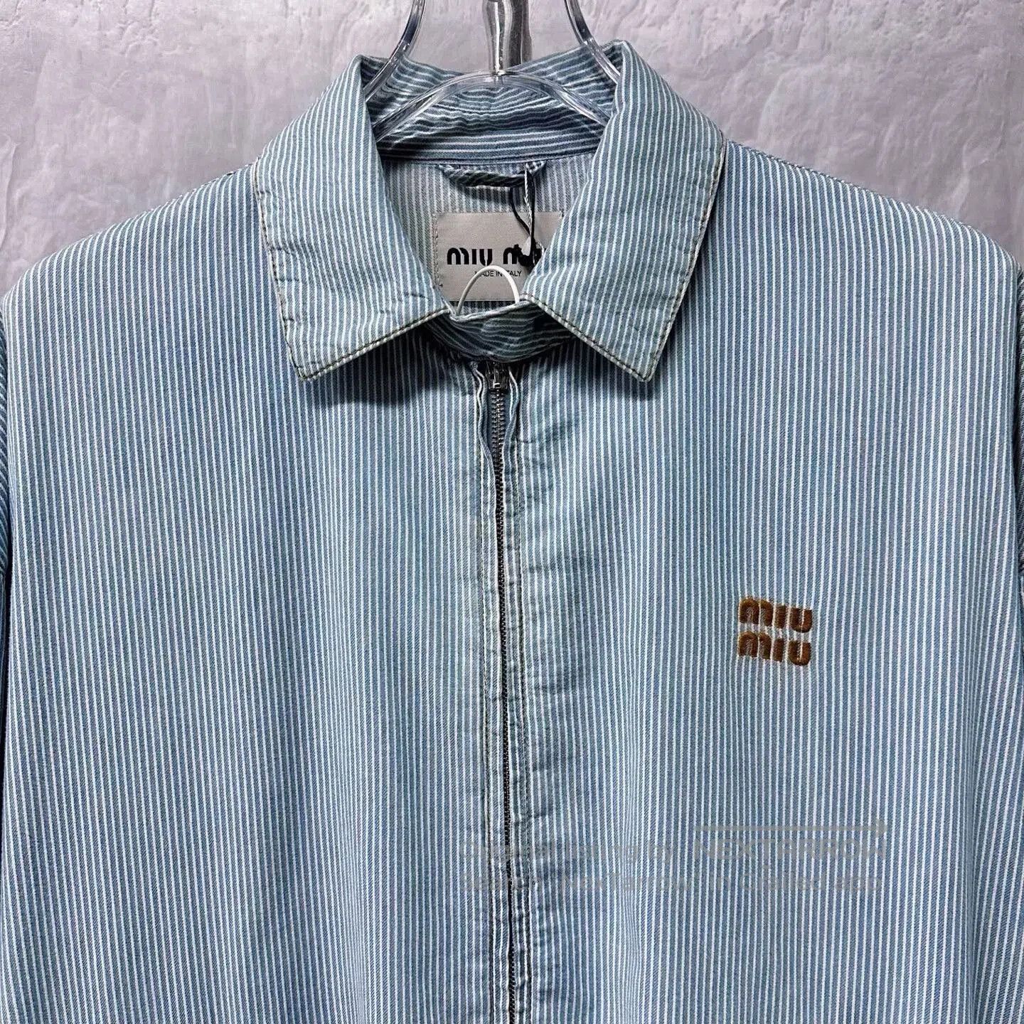 Miu Miu miu miu striped denim jacket with embroidery. Size M / US 6-8 / IT 42-44 - 2 Thumbnail