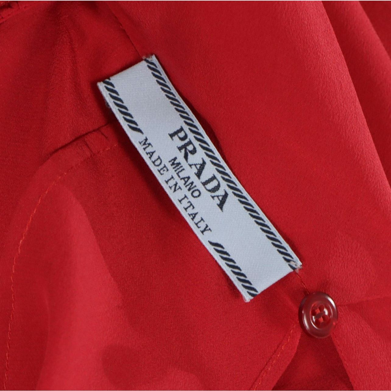 Prada Prada Red Silk Tie-Neck Blouse with Ruched Shoulders Size S / US 4 / IT 40 - 5 Thumbnail