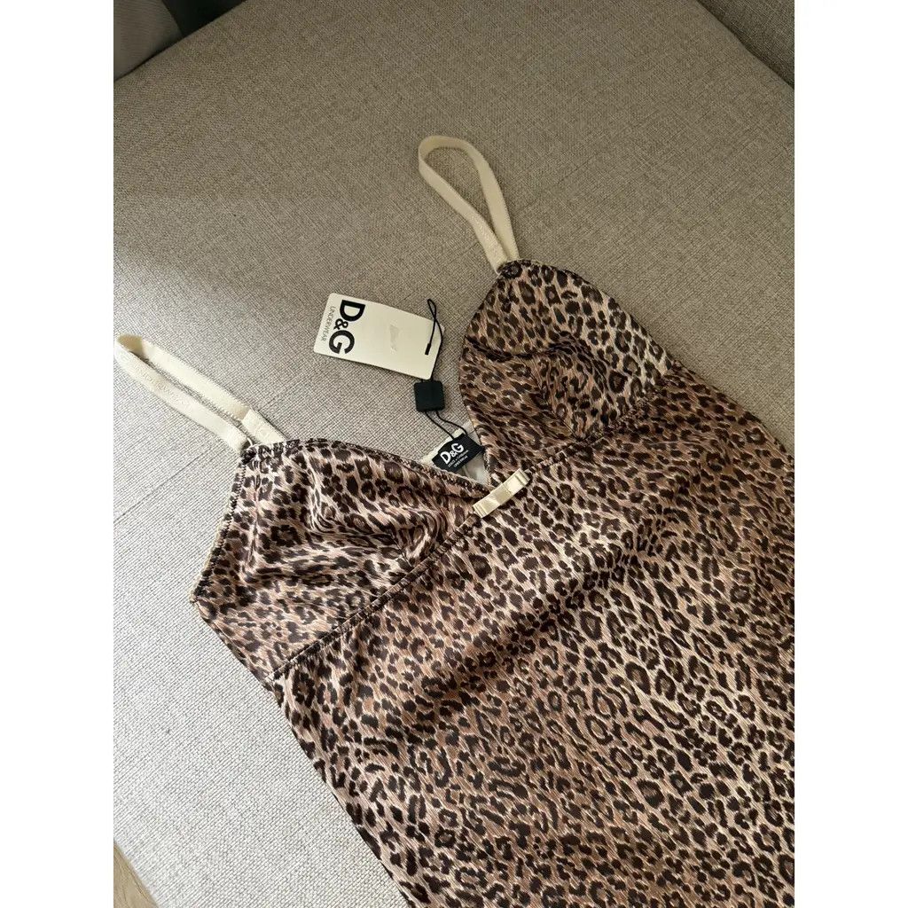 Dolce & Gabbana Dolce & Gabbana Brown Leopard Satin Slip Dress Size Large NW Size L / US 10 / IT 46 - 3 Thumbnail