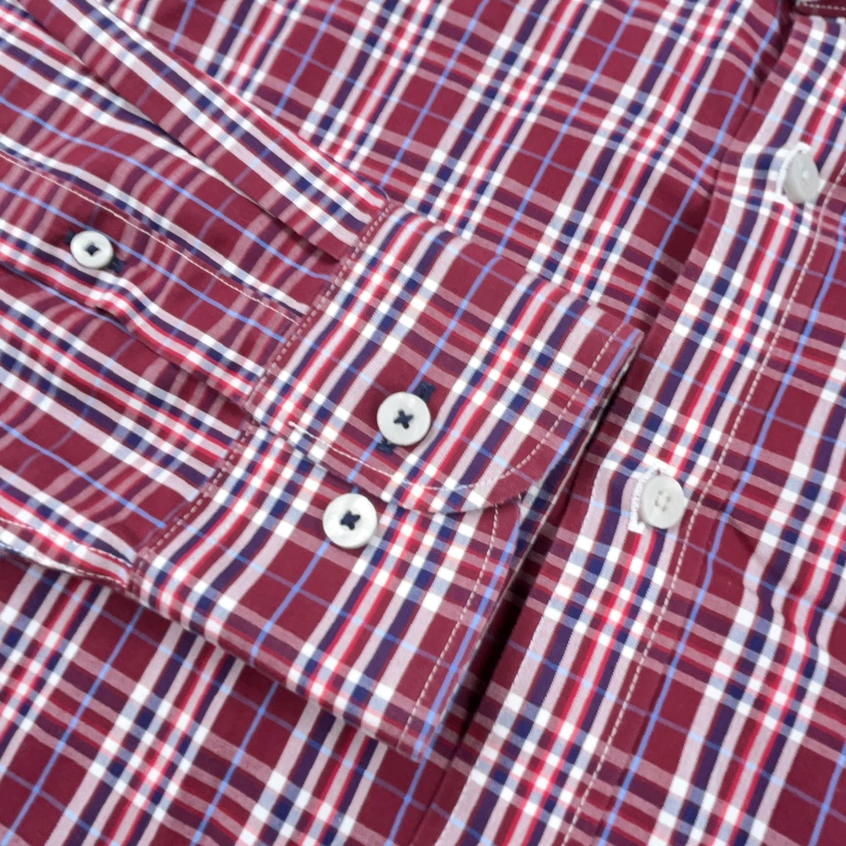 UNTUCKit UNTUCKit Shirt Men L Red Plaid Dress Poplin Lightweight Button-Up Casual Snap Free Size 42R - 4 Thumbnail