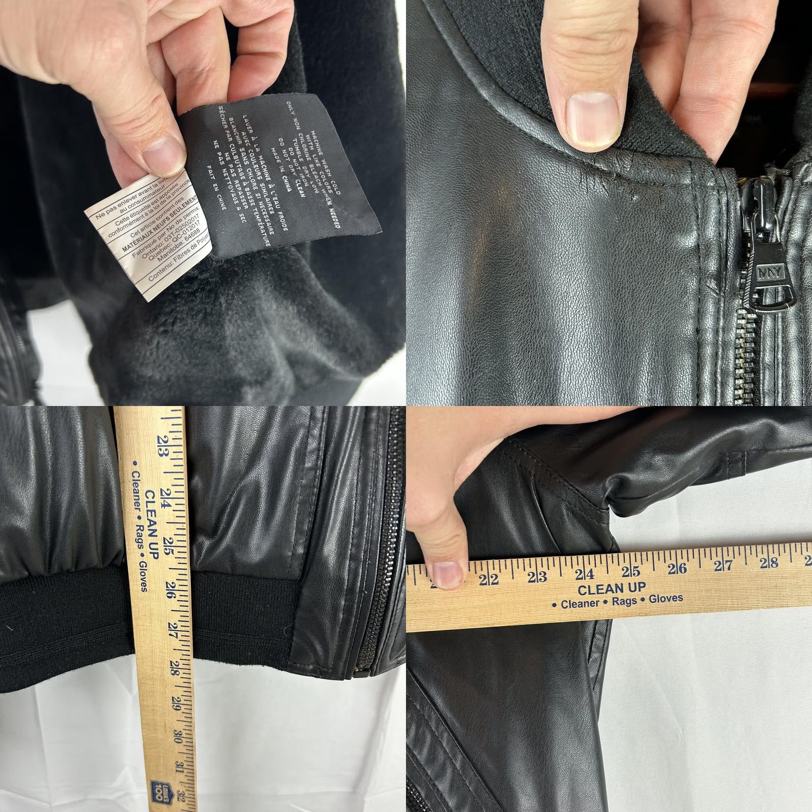 Vintage Marc New York Mens XL Black Faux Leather Bomber Jacket Insulated Faux Fur Lined Size US XL / EU 56 / 4 - 9 Thumbnail