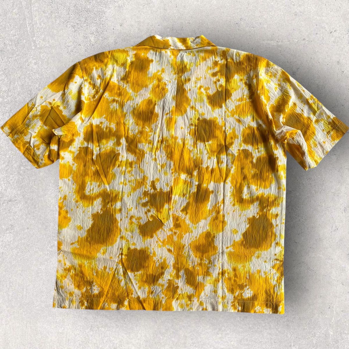 Issey Miyake SS15 Wrinkle Yellow Dye Open Collar Shirt Size US L / EU 52-54 / 3 - 3 Thumbnail