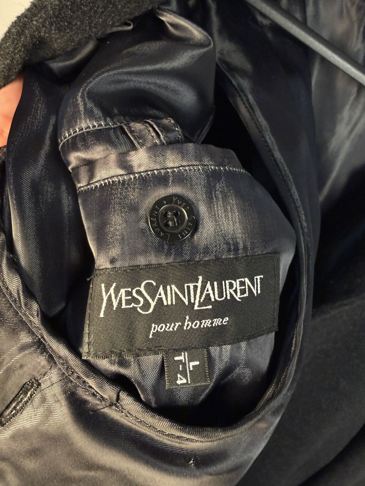Yves Saint Laurent Wool YSL Coat Soft Grey Vintage Winter Jacket 90s Size US L / EU 52-54 / 3 - 3 Thumbnail