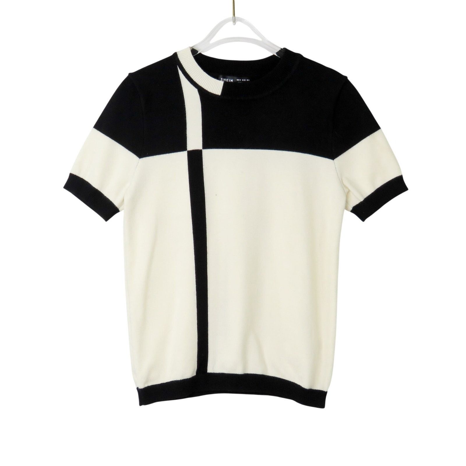 Shein Shein Black White Colorblock Knit Top Short Sleeve Medium Size M / US 6-8 / IT 42-44 - 3 Thumbnail