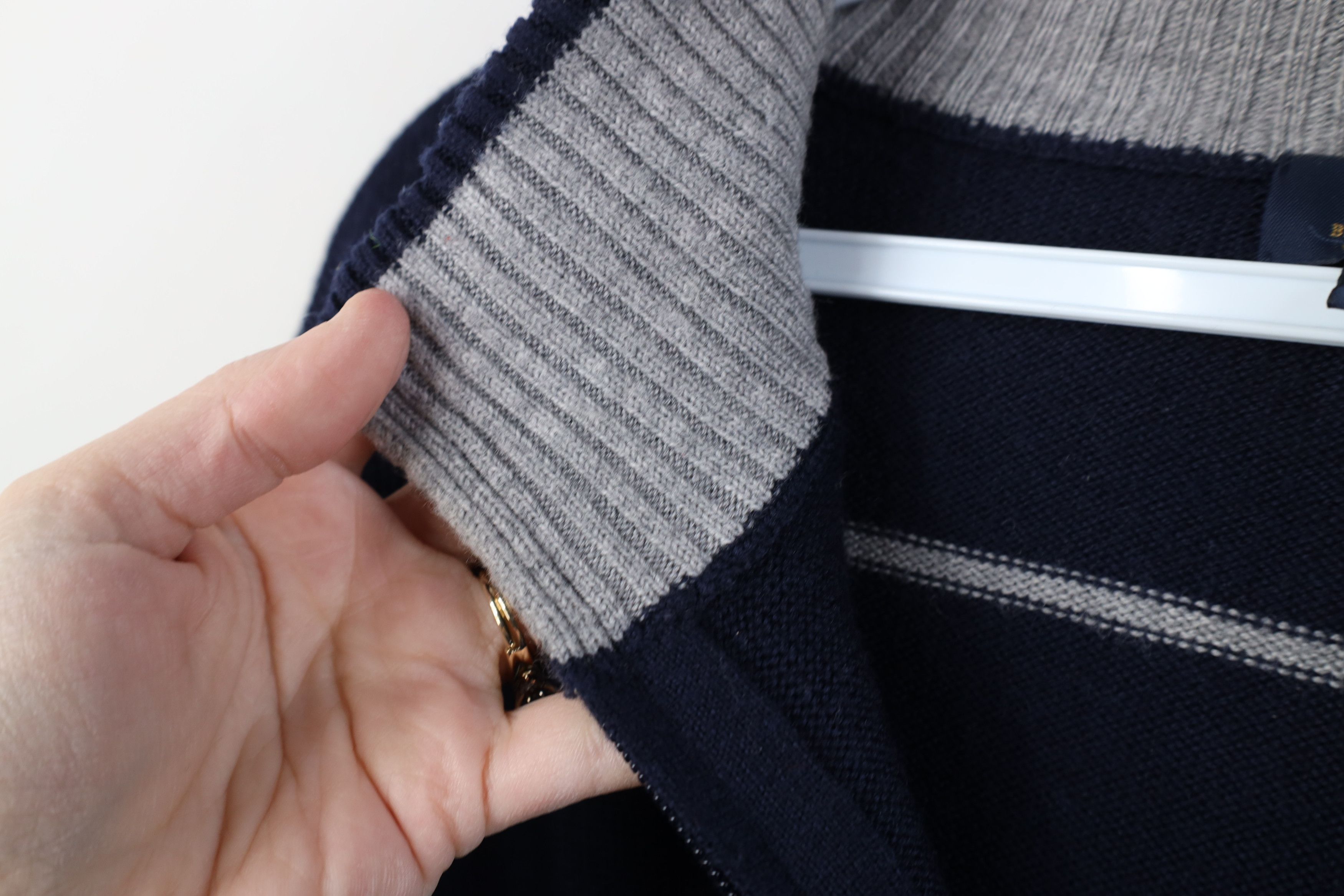Brooks Brothers Brooks Brothers Merino Striped 1/4 Half Zip Pullover Sweater Size US XL / EU 56 / 4 - 7 Thumbnail