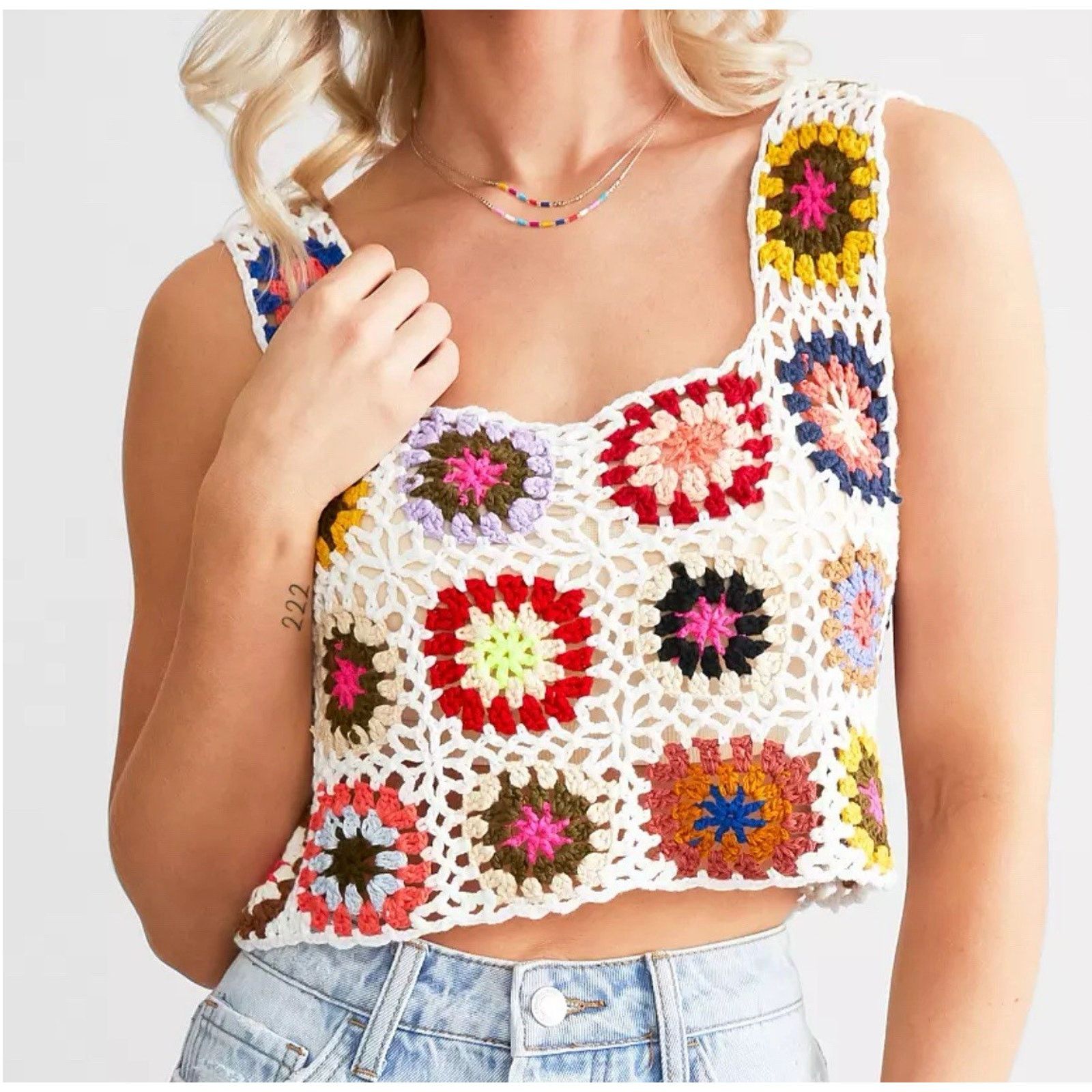 Aran Isles Knitwear Le Lis Knit Sweater Sleveless Y2K Crochet Crop Top S A001521 Size S / US 4 / IT 40 - 1 Thumbnail