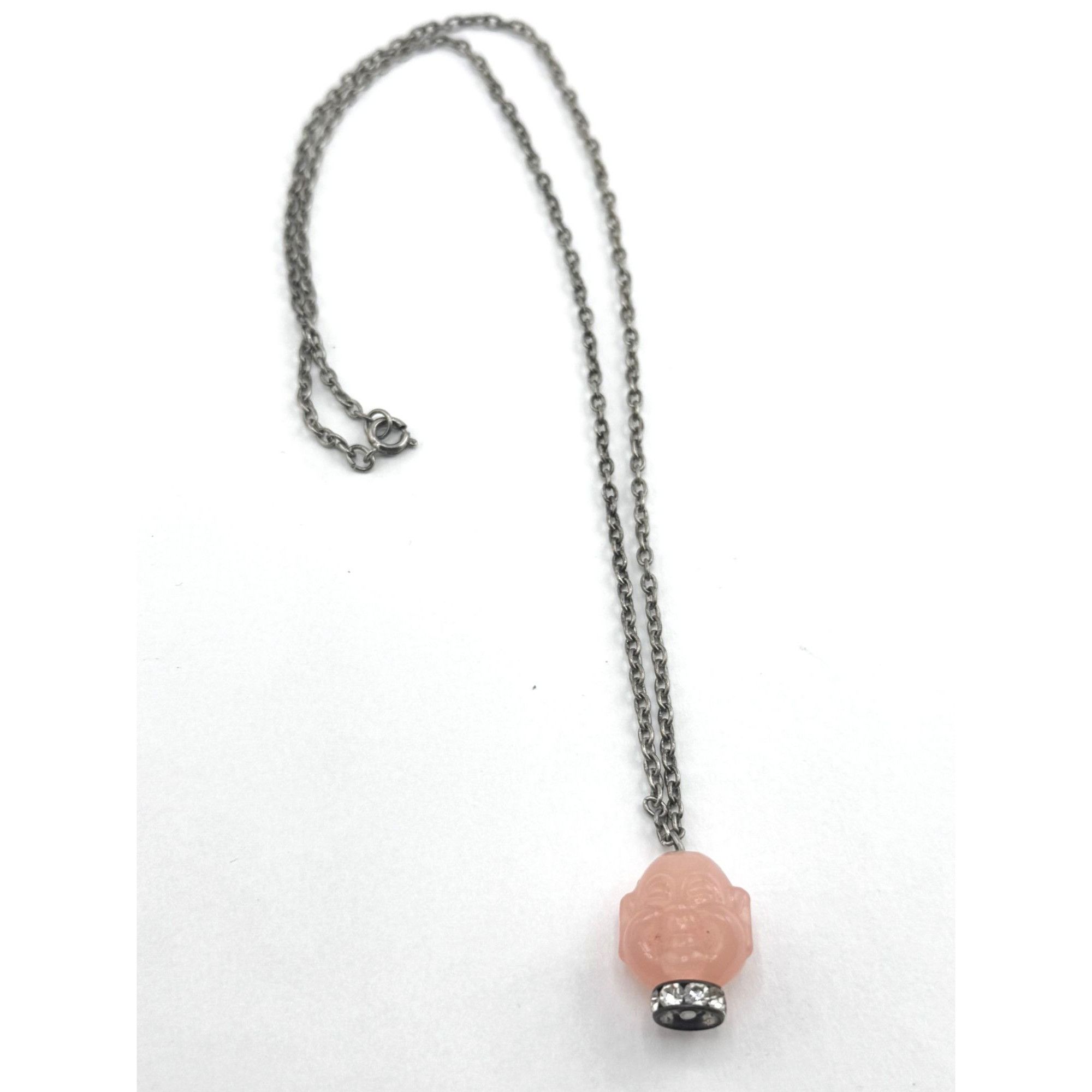Vintage Vintage pink rhinestone Buddha charm necklace Size ONE SIZE - 1 Thumbnail