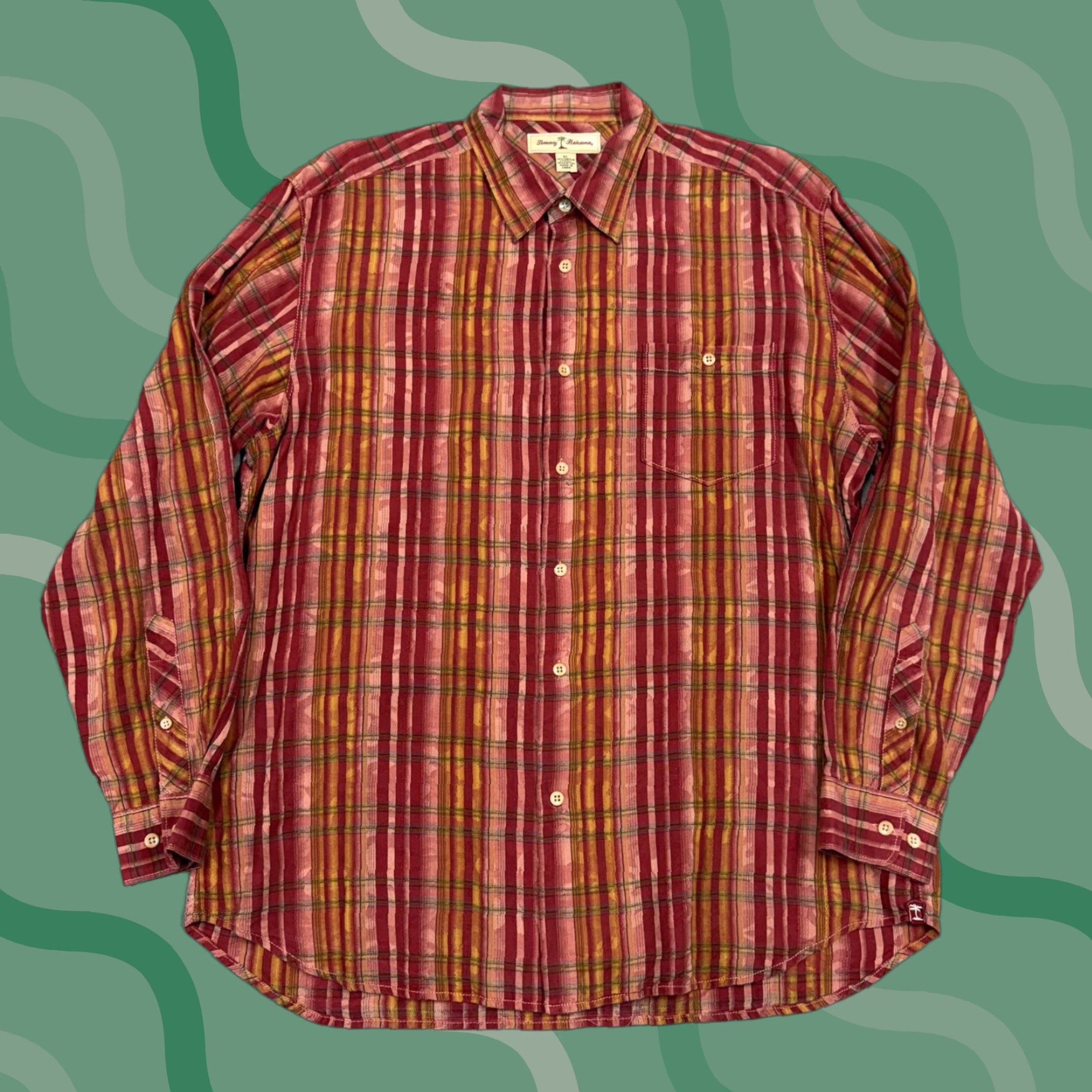 Tommy Bahama Tommy Bahama Shirt Mens XL Red Plaid Button-Up Long Sleeve Casual Lightweight Size US XL / EU 56 / 4 - 1 Thumbnail