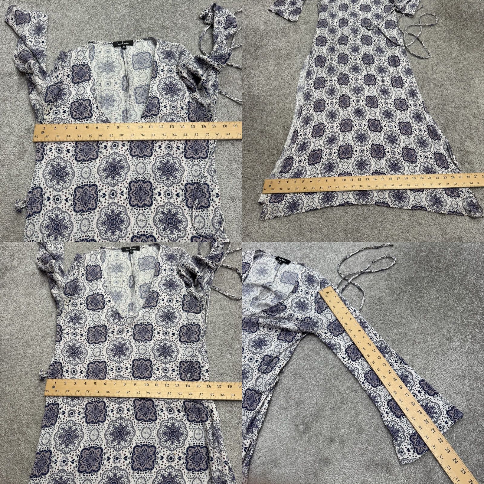 Lulus Lulus Medallion Boho Bell Long Sleeve Maxi Dress Womens XS Blue White High Slit Size XS / US 0-2 / IT 36-38 - 10 Thumbnail
