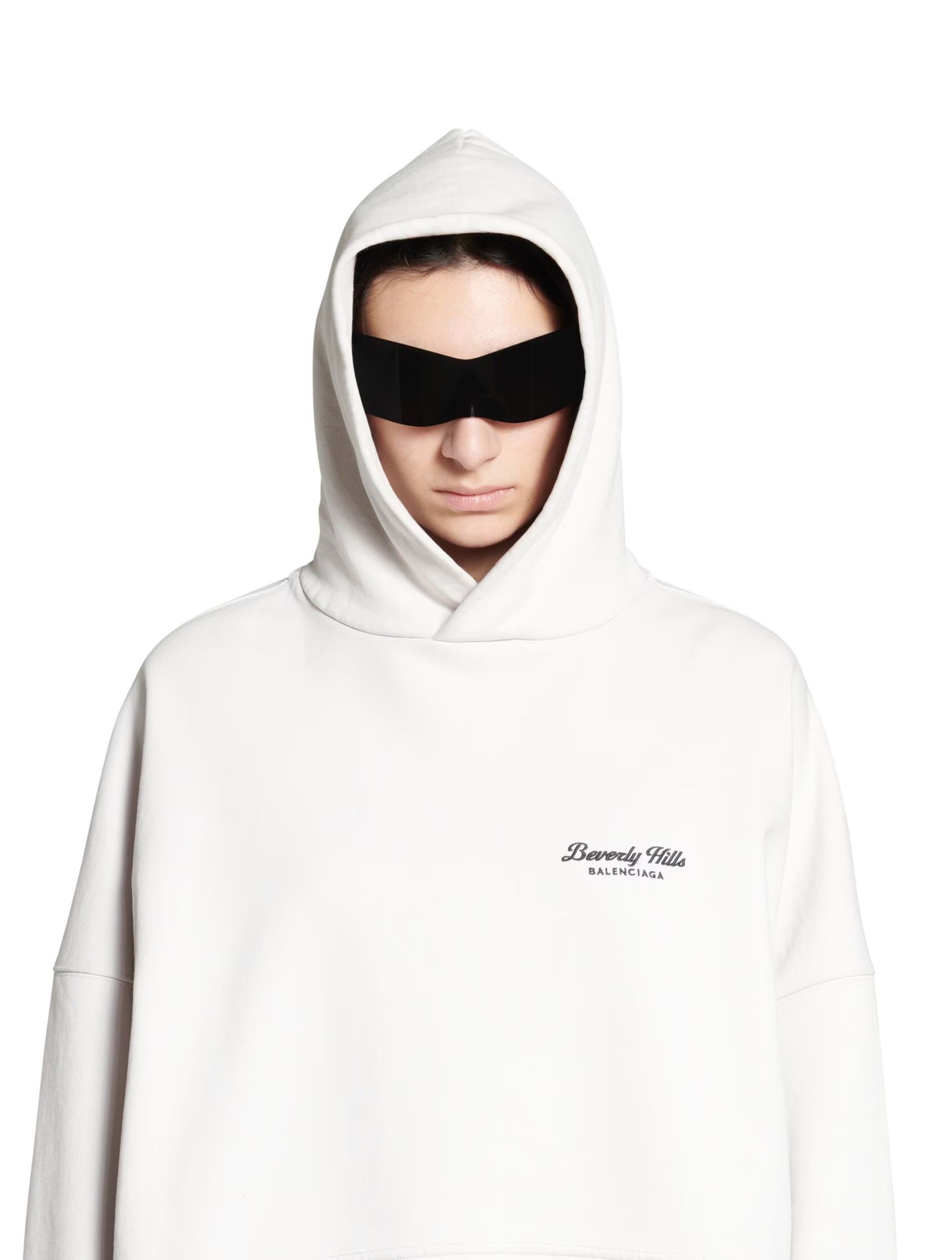 Balenciaga o1srvl11e1025 Beverly Hills Hoodie Oversized in Ivory Size US S / EU 44-46 / 1 - 5 Thumbnail