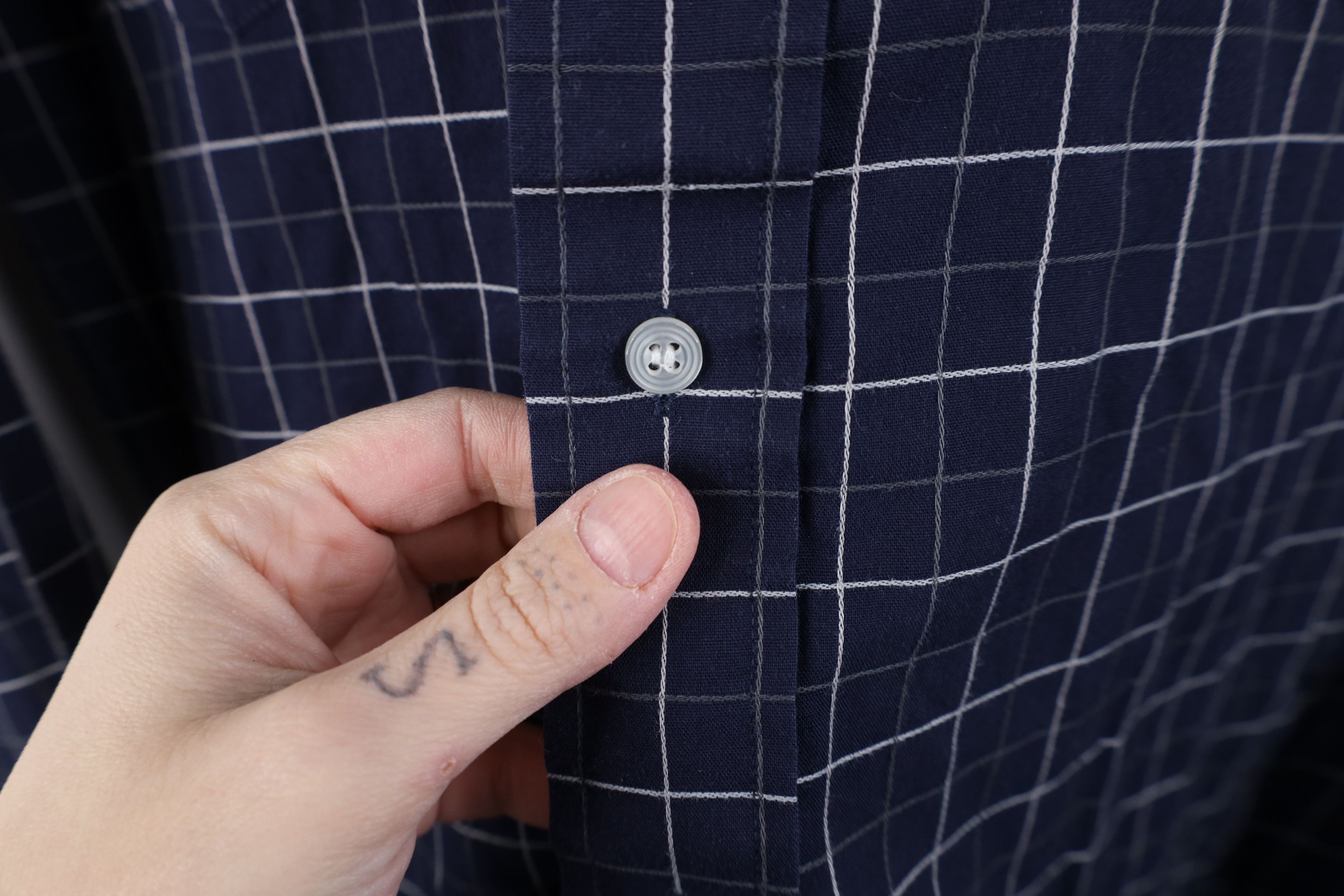 Givenchy Vintage 90s Givenchy Knit Collared Button Shirt Blue Plaid Size US M / EU 48-50 / 2 - 5 Thumbnail