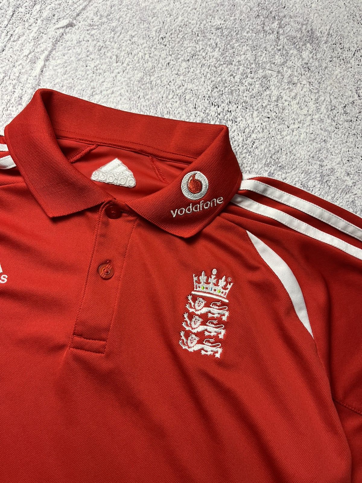 Adidas Men’s Vintage Adidas England Cricket Polo T-shirt Red Size US M / EU 48-50 / 2 - 6 Thumbnail