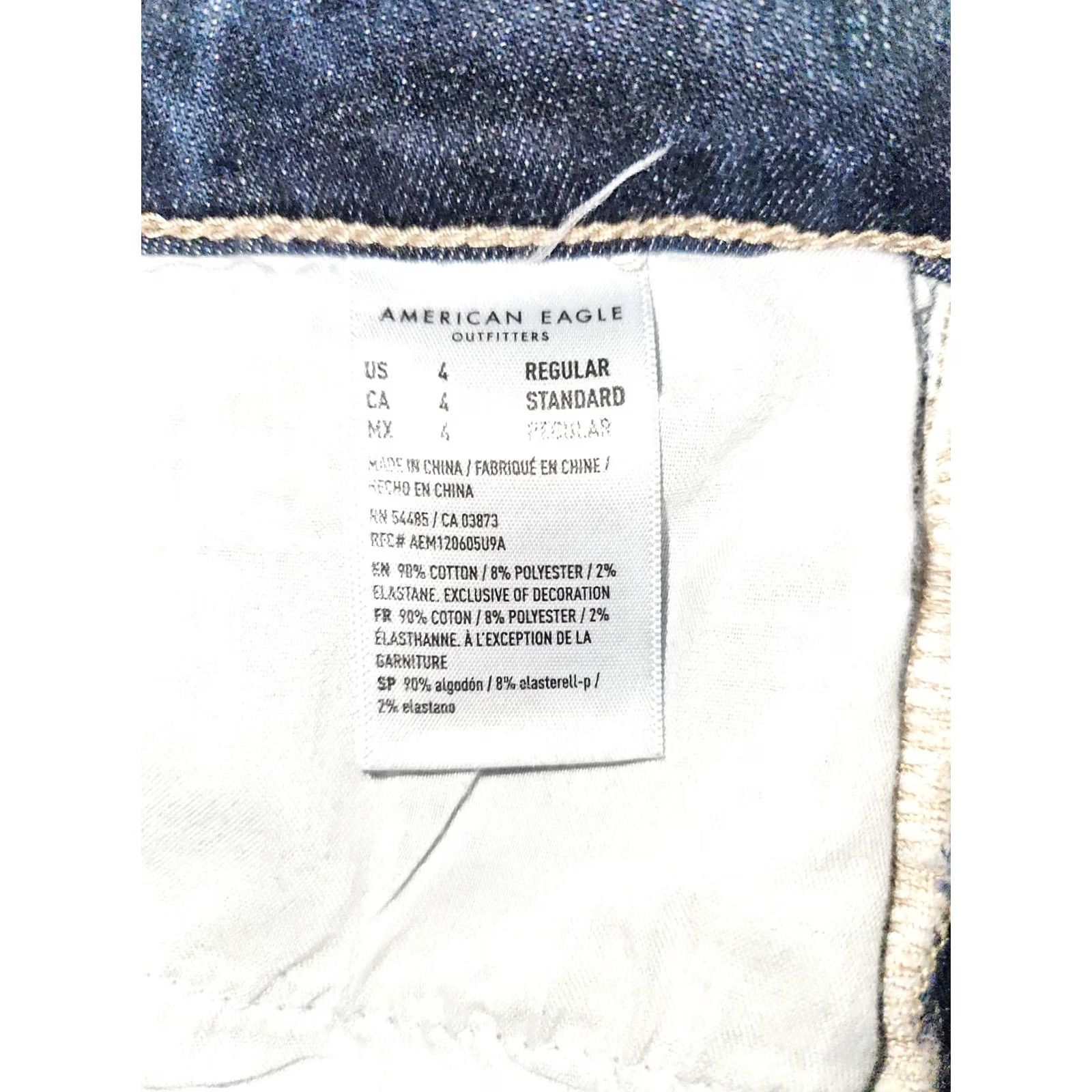 American Eagle Outfitters VINTAGE American Eagle Outfitters Hi Rise Jeggings Crop Women's 4 Blue Stretch Distressed Preppy Size 27" / US 4 / IT 40 - 3 Thumbnail