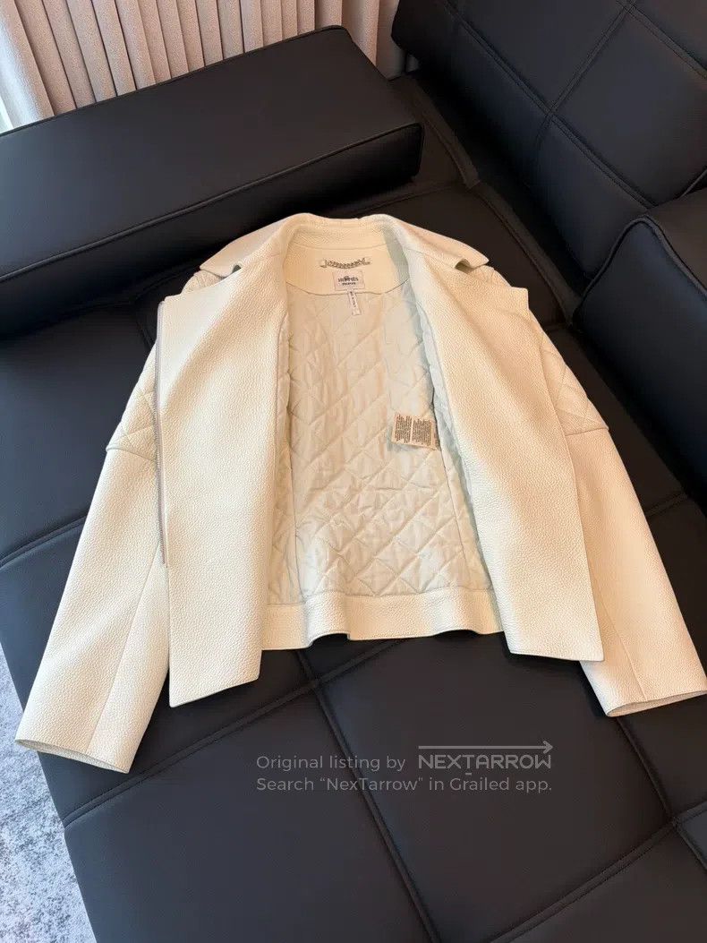 Hermes Hermes White Leather Jacket Size XXS / US 00 / IT 34 - 5 Thumbnail