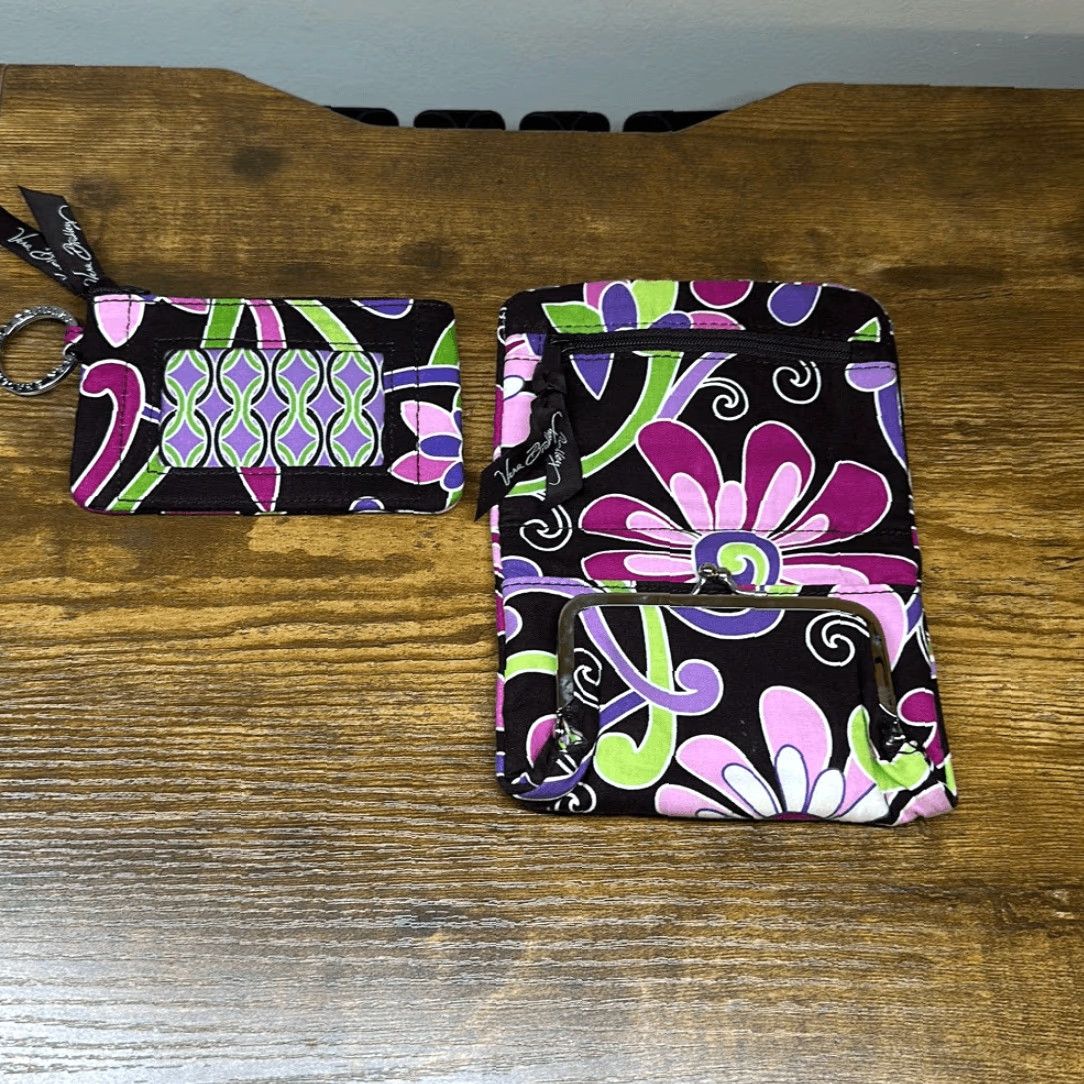 Vera Bradley Vera Bradley Wallet Purple Punch Compact Taxi Wallet Coin Purse Matching Coin Purse Women Small Multicolor Purple Exterior Cloth Style Wallet Keychain Size ONE SIZE - 2 Thumbnail