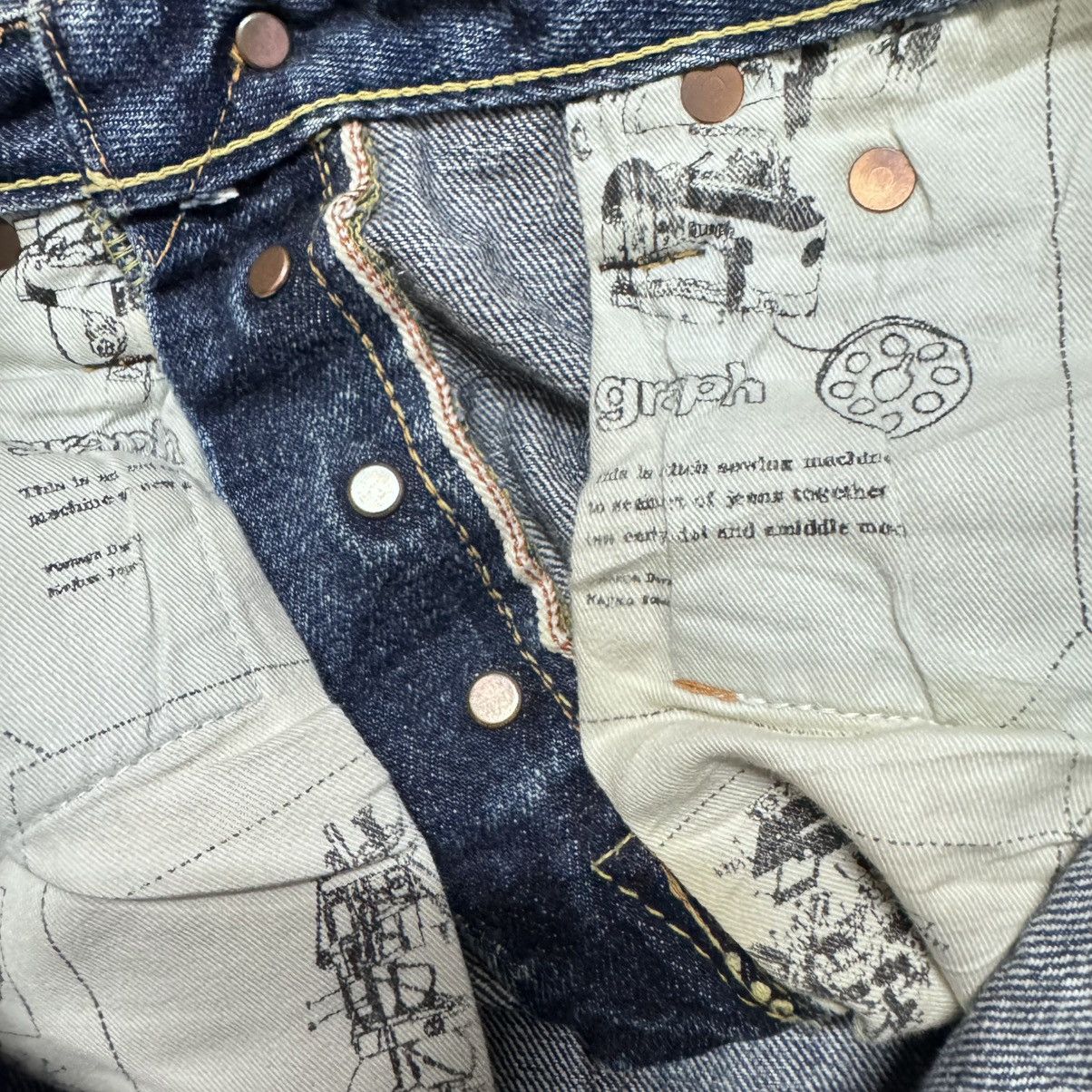 Jelado 17oz Graph Zero Distressed Denim Selvedge Jeans Natural Fade Size US 30 / EU 46 - 21 Thumbnail