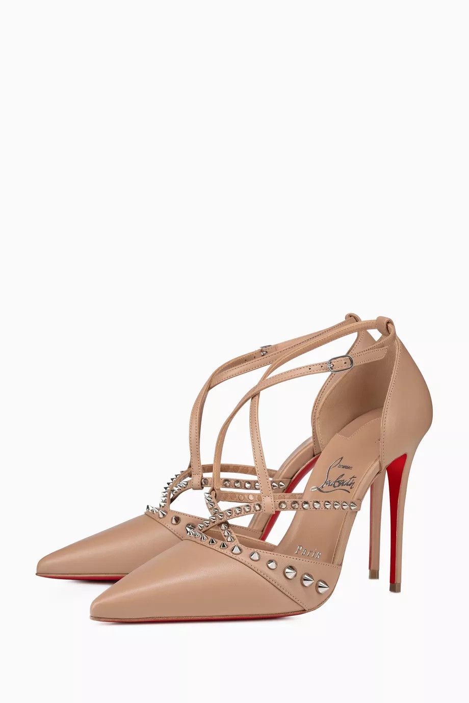 Christian Louboutin o1bcso1str0825 Tatooshka Spikes 100 Pumps in Beige Size US 5 / IT 35 - 2 Thumbnail